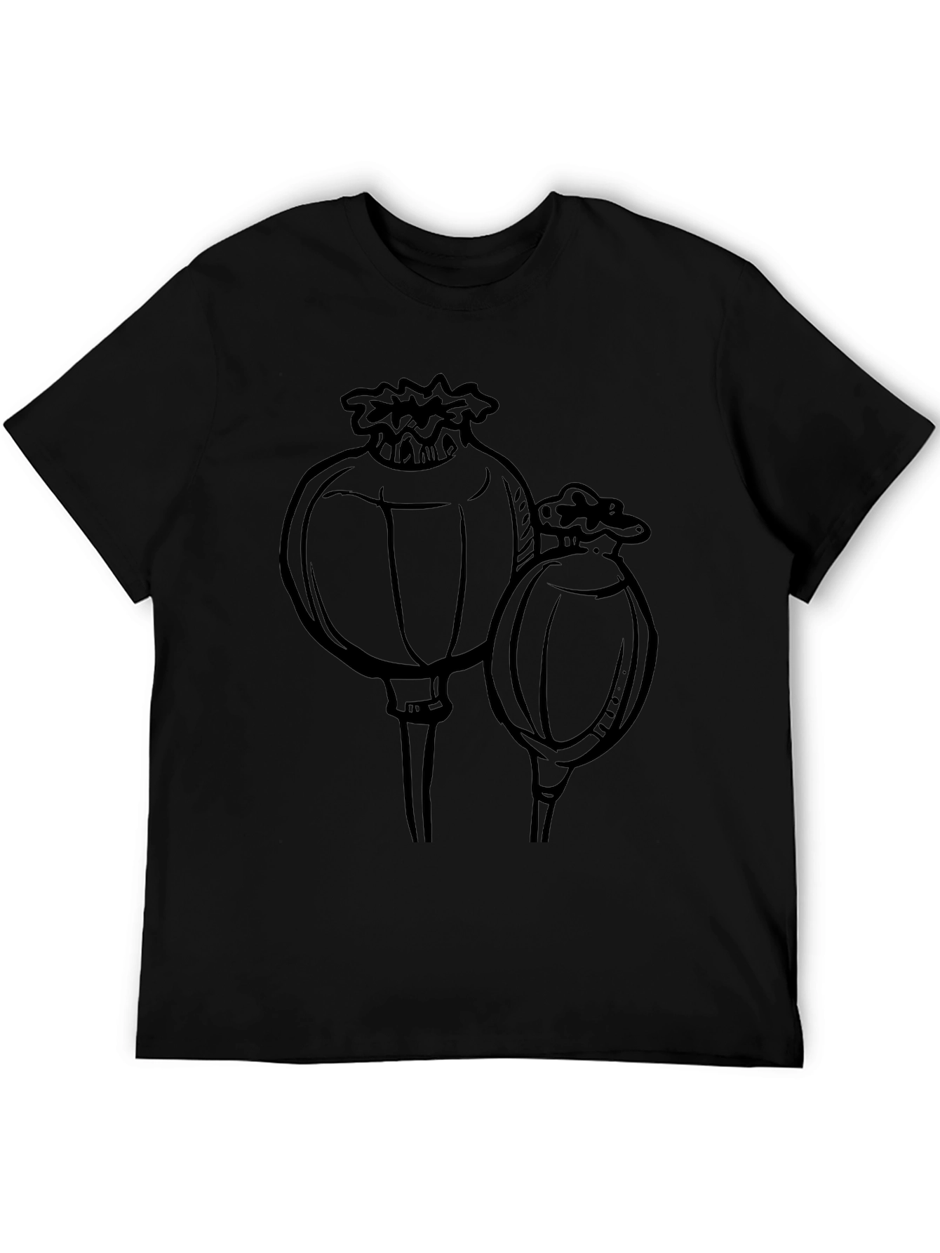 Poppy Seed Head Graphic T-Shirt - Black