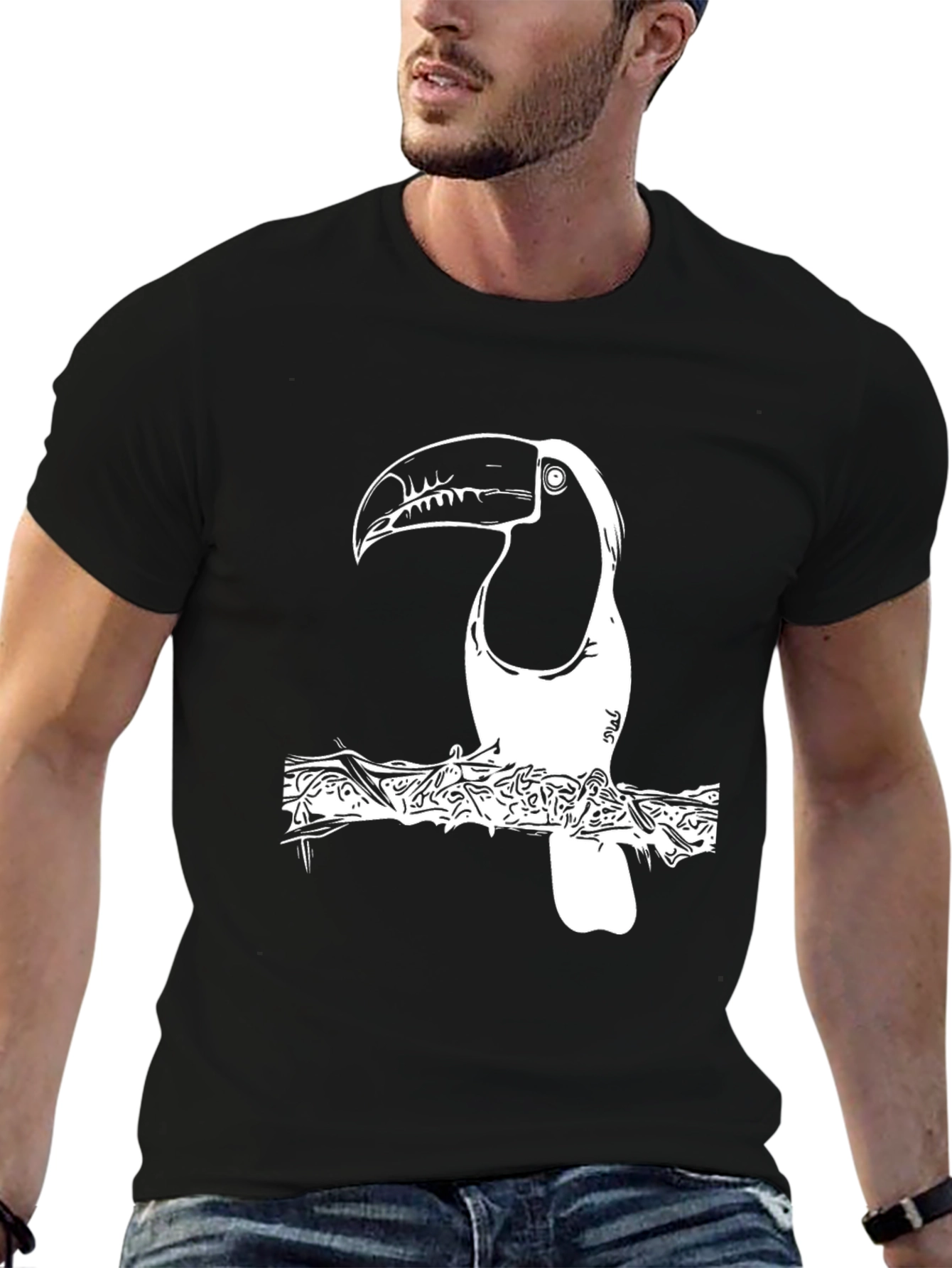 Toucan Graphic T-Shirt - Black Cotton Tee
