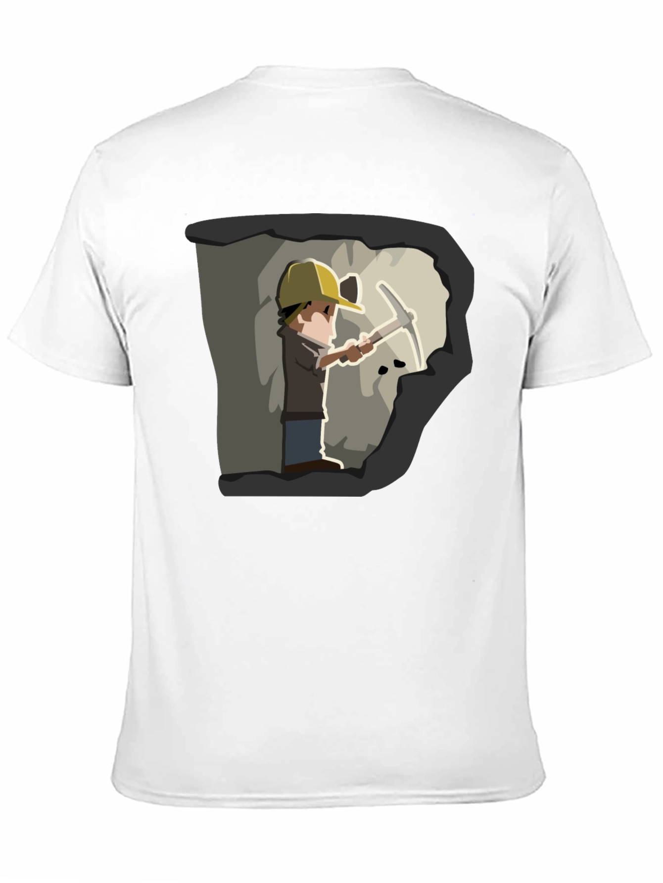 Miner Cartoon Graphic Tee - Black Cotton T-Shirt