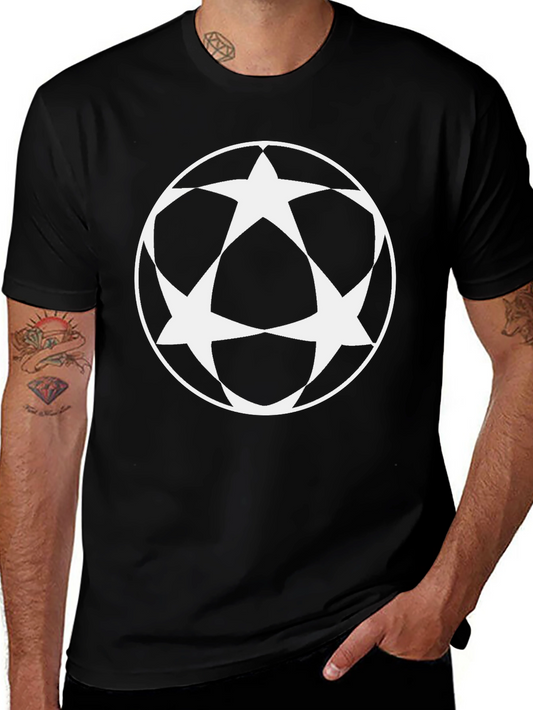 Geometric Star Circle Graphic Tee - Black