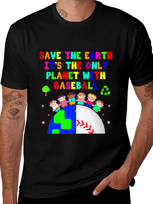 Save The Earth Baseball Planet Graphic T-Shirt