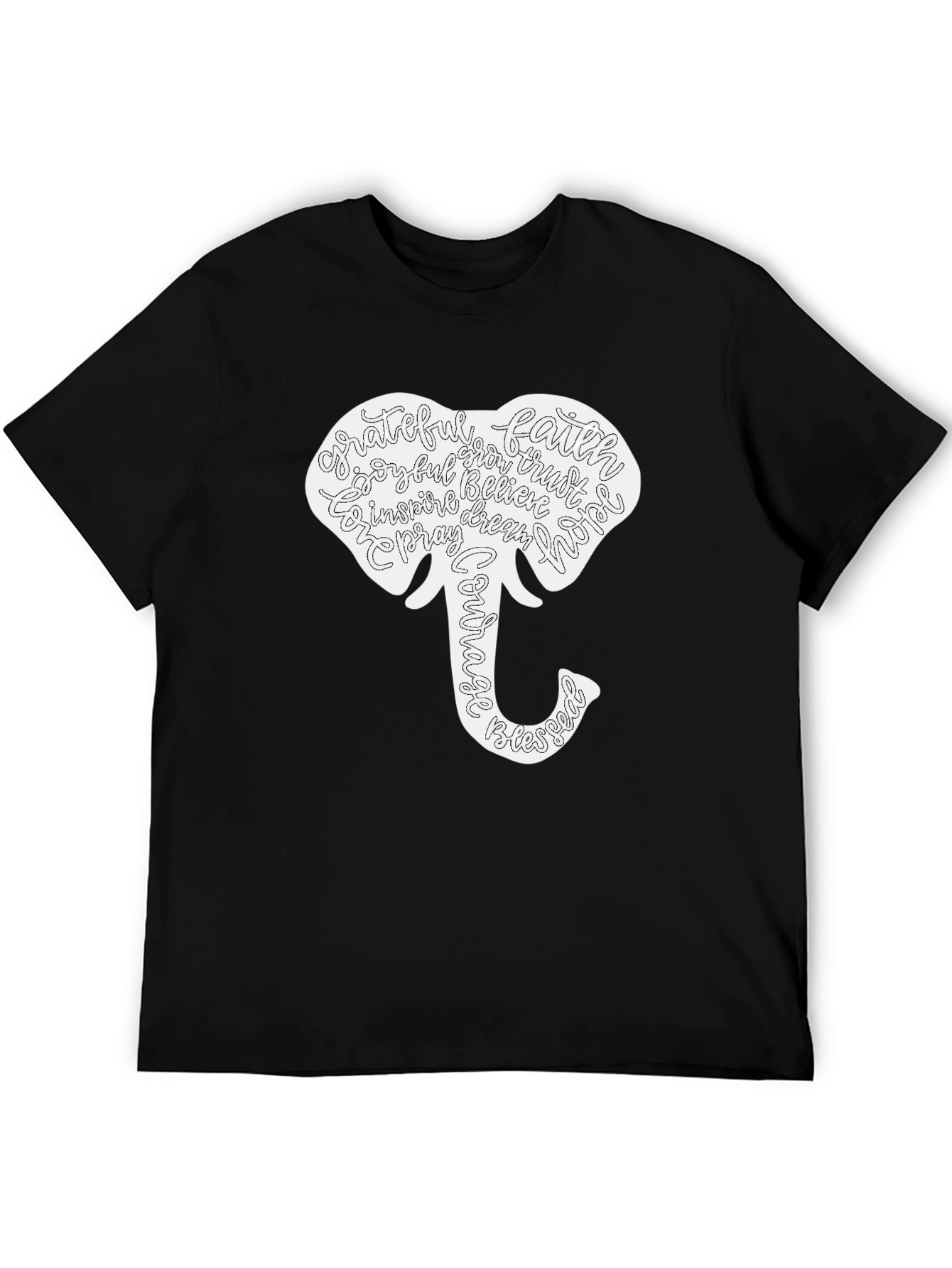 Elephant Word Art Graphic T-Shirt