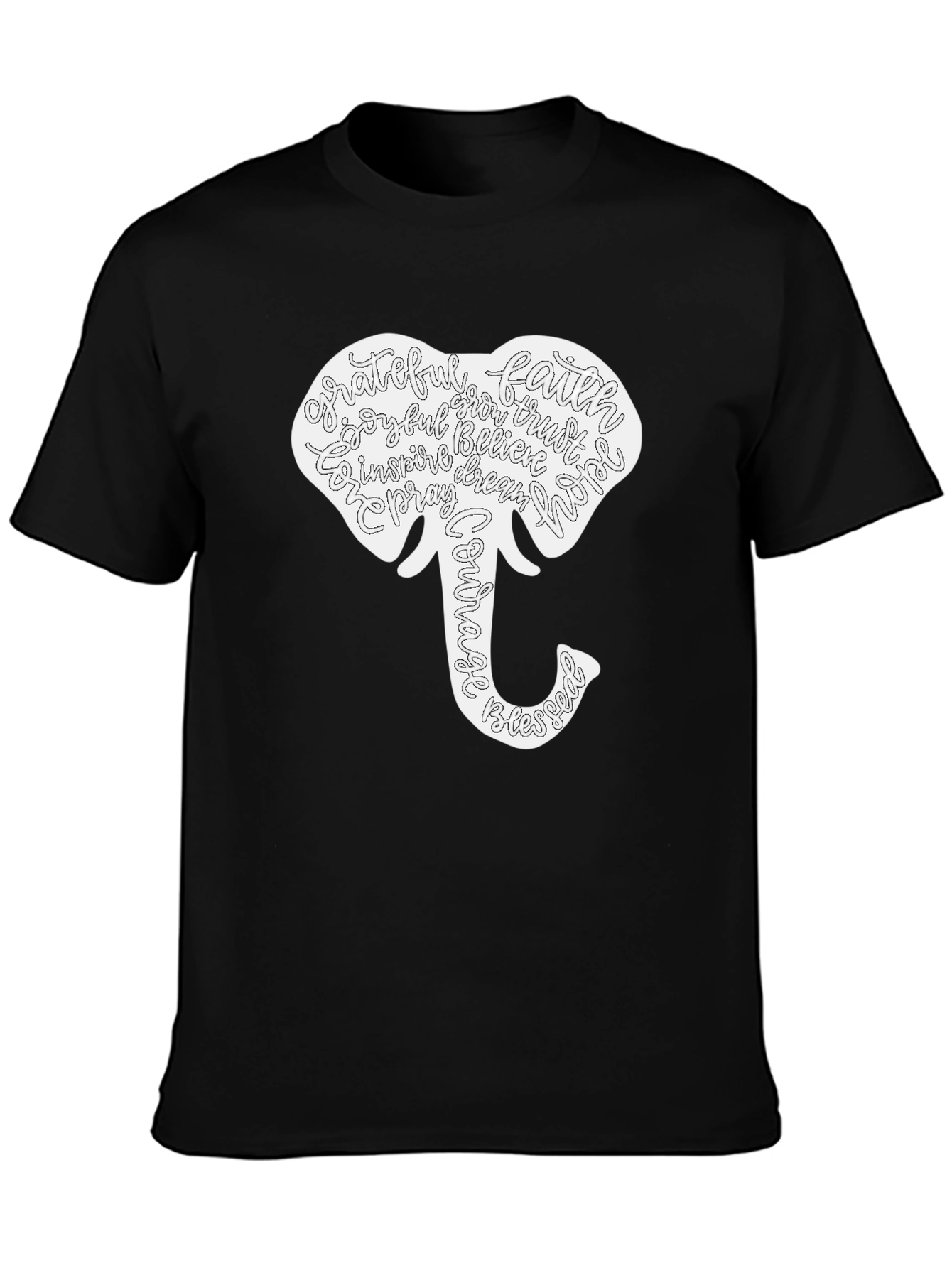 Elephant Word Art Graphic T-Shirt