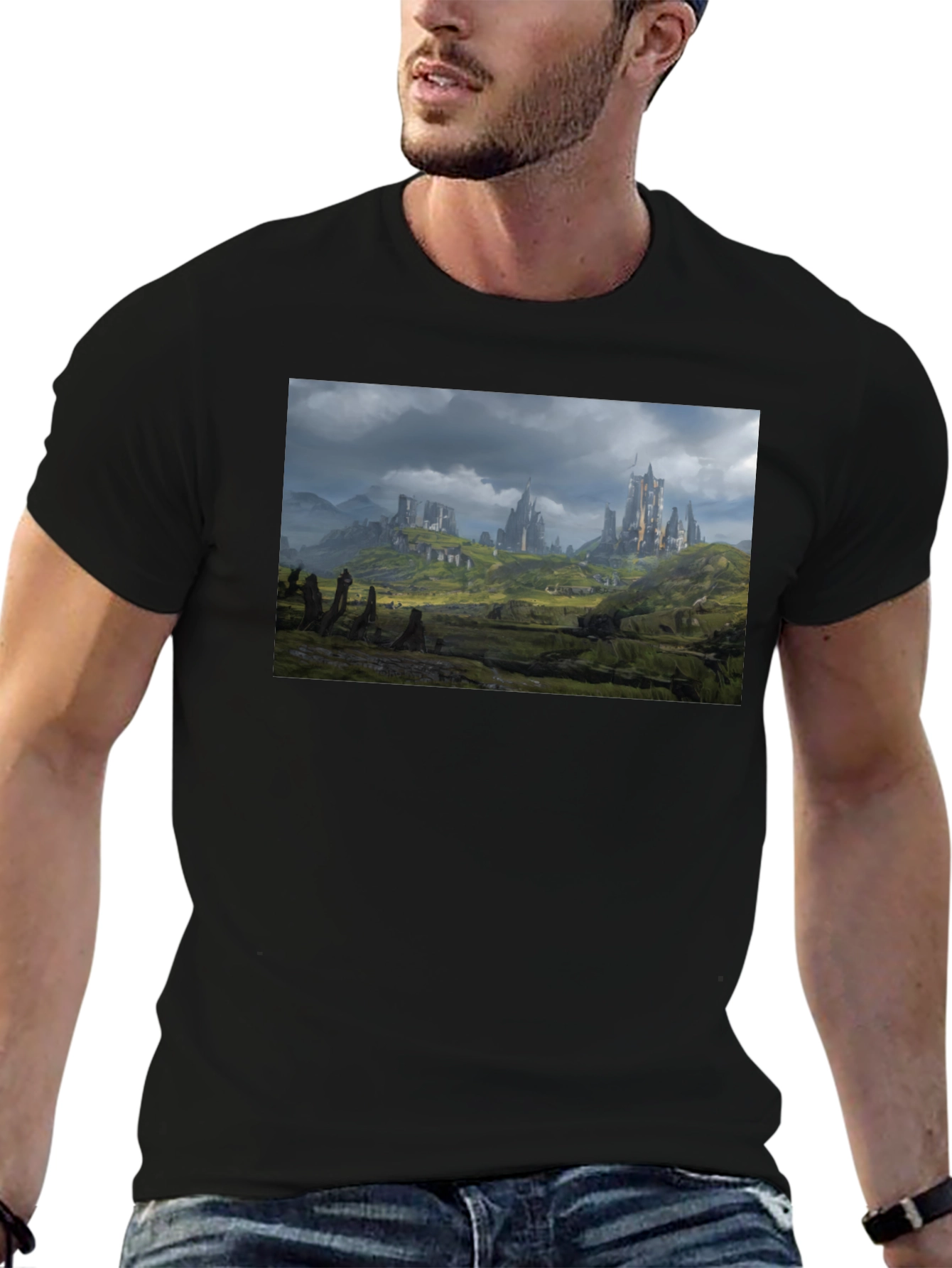 Fantasy Castle T-Shirt - Black Cotton Tee