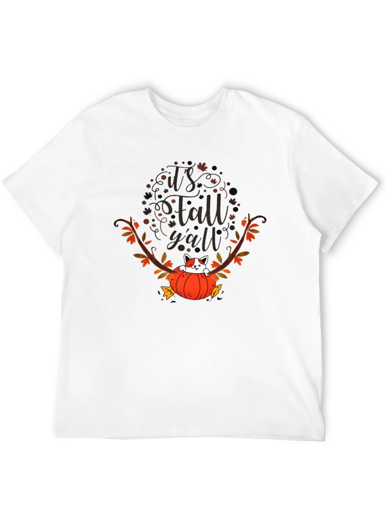 Its Fall Yall T-Shirt Cat in Pumpkin Tee