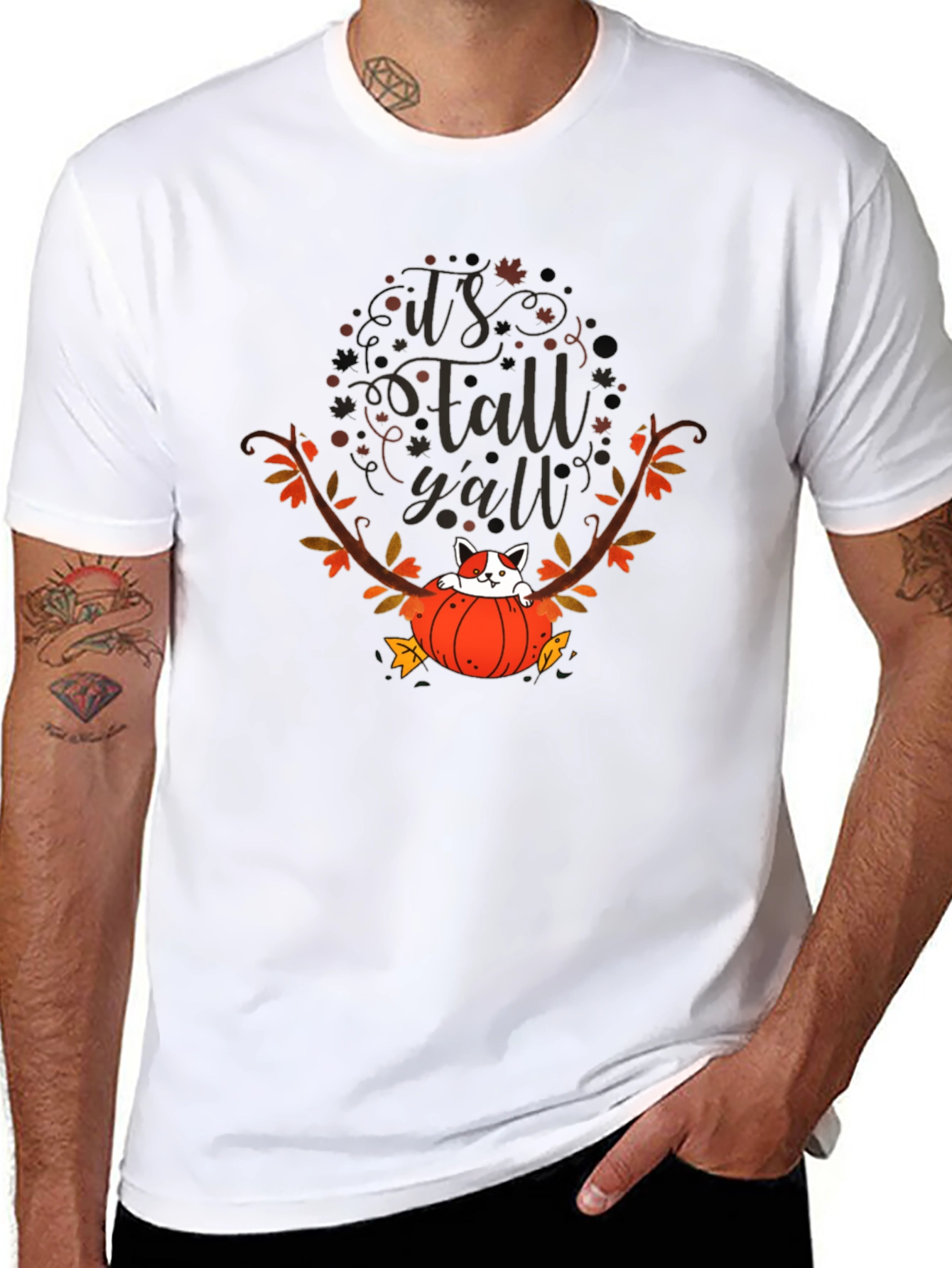Its Fall Yall T-Shirt Cat in Pumpkin Tee