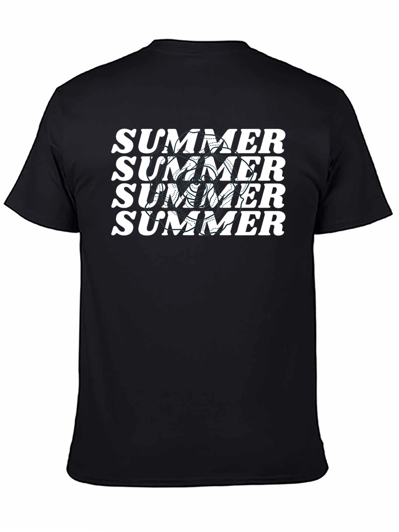 Summer T-Shirt - Black Tee with White Summer Print
