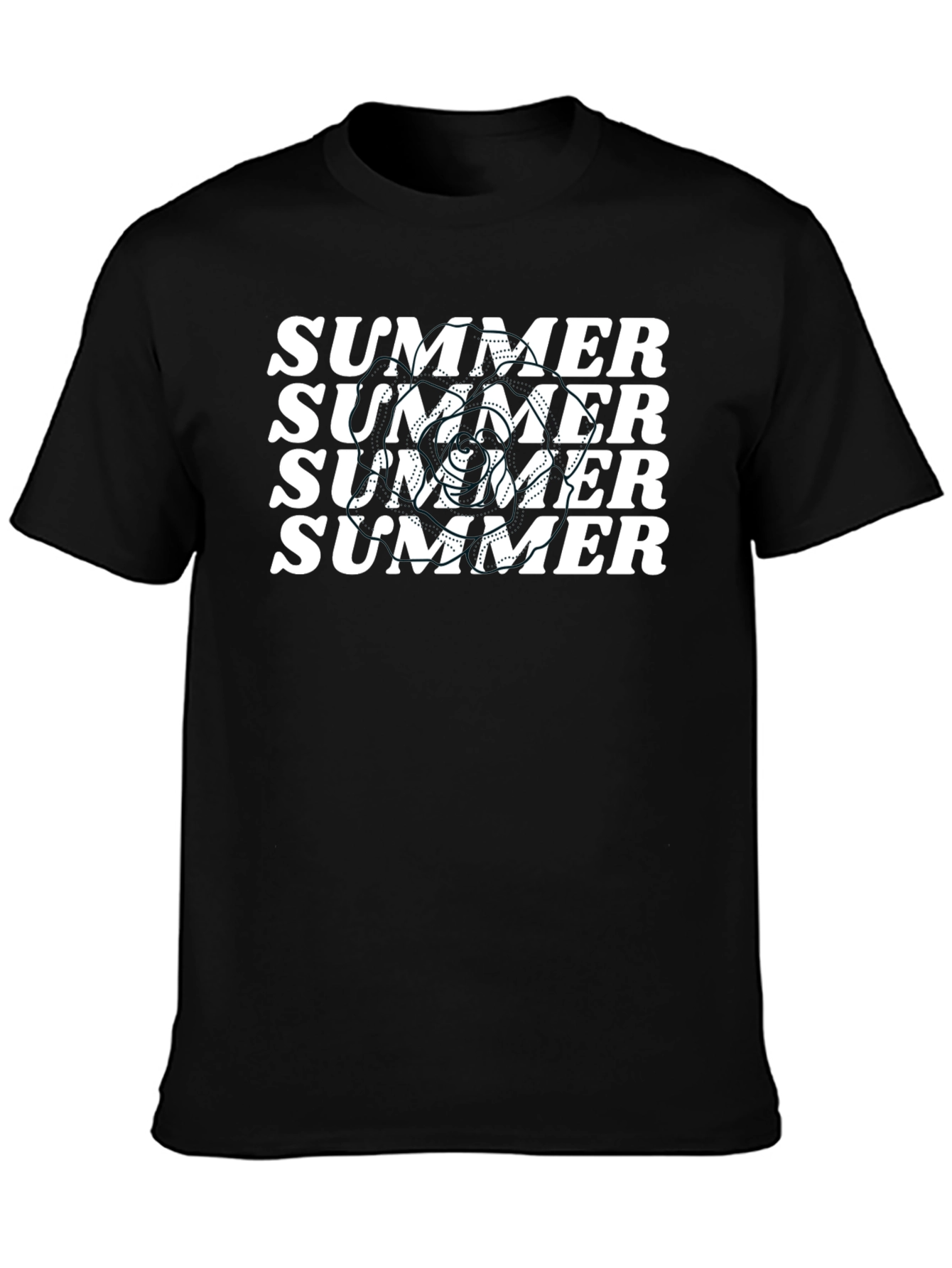Summer T-Shirt - Black Tee with White Summer Print