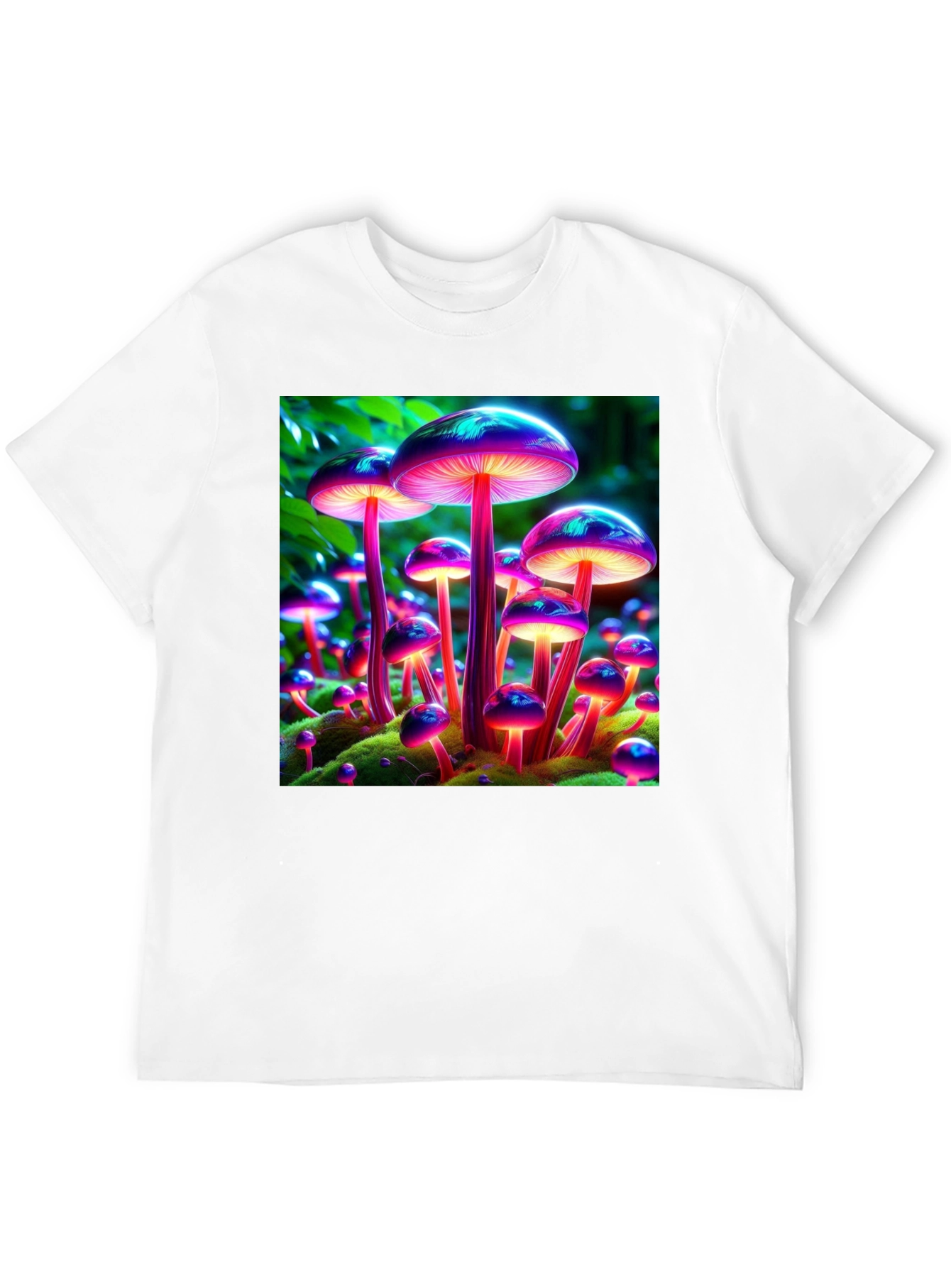 Mushroom Print Tee - Vibrant Bioluminescent Fungi T-Shirt