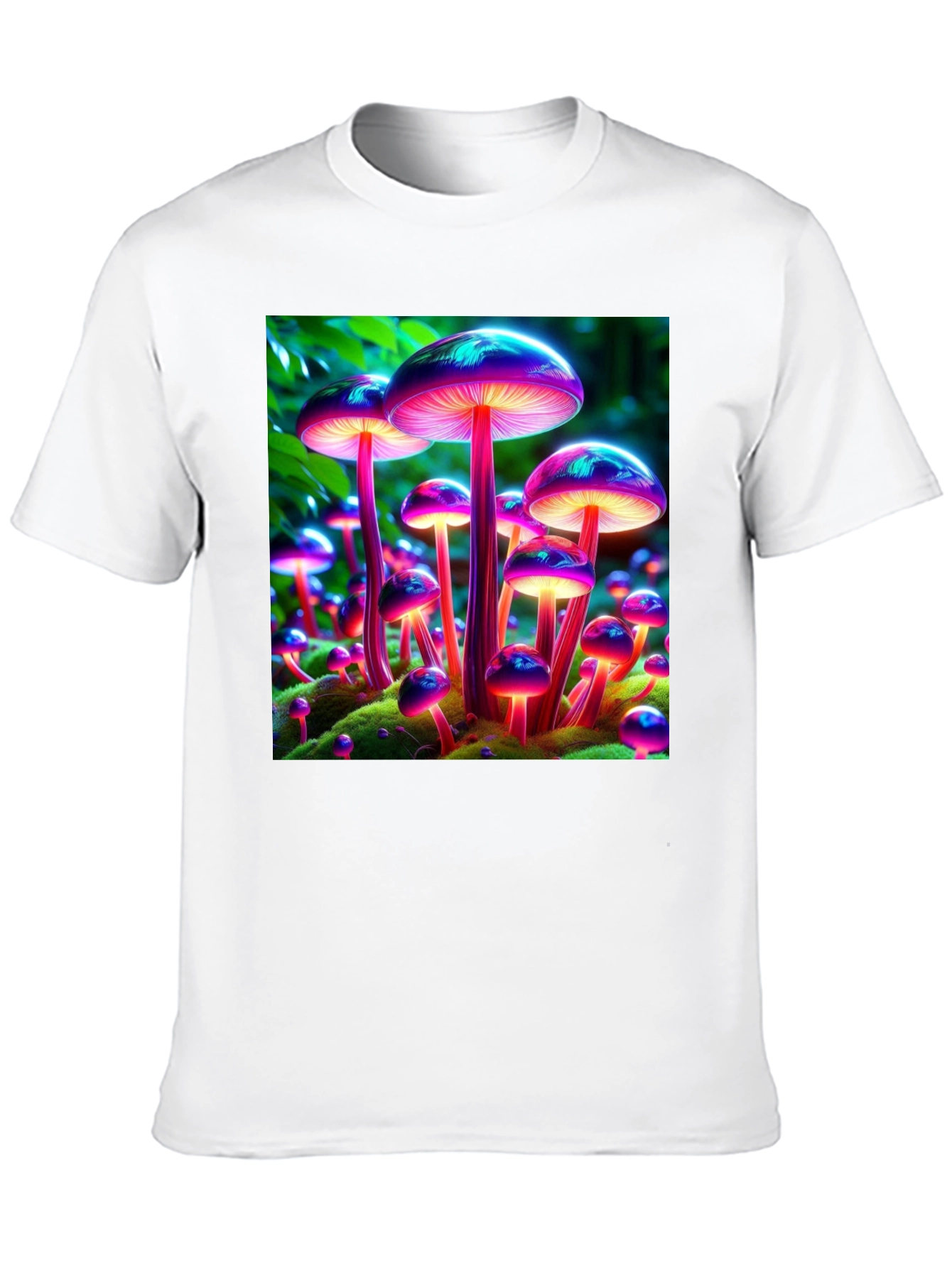 Mushroom Print Tee - Vibrant Bioluminescent Fungi T-Shirt