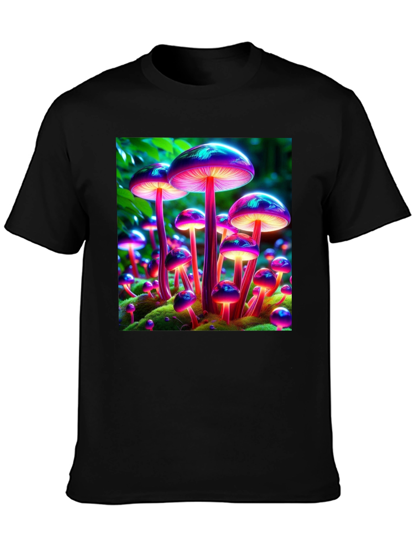 Mushroom Print Tee - Vibrant Bioluminescent Fungi T-Shirt