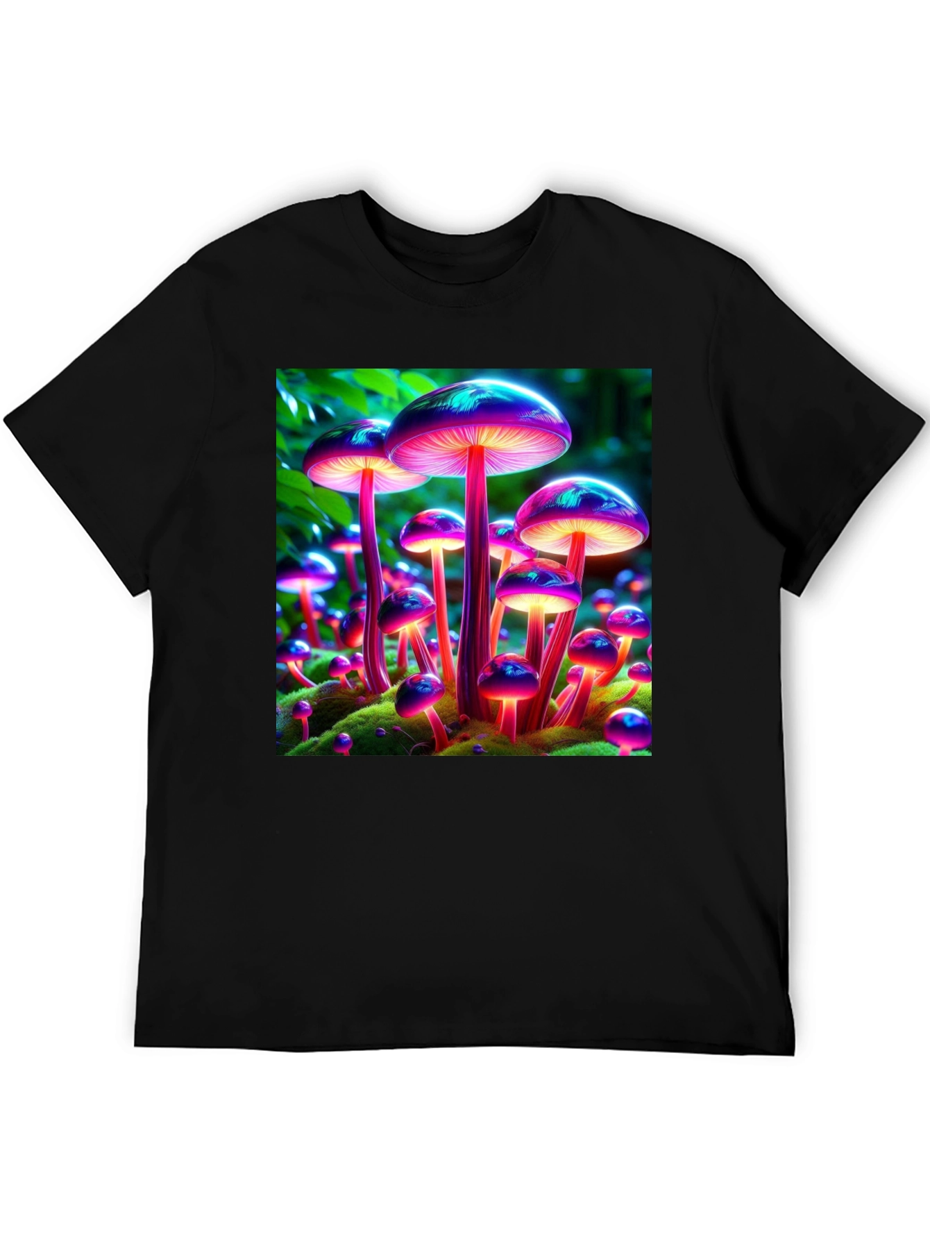 Mushroom Print Tee - Vibrant Bioluminescent Fungi T-Shirt