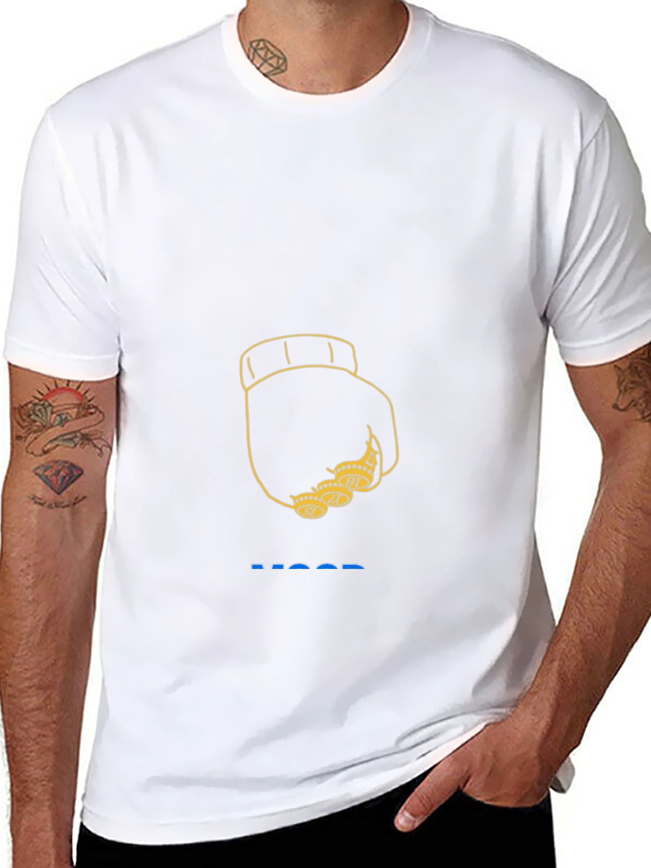 Black T-Shirt with Fist & Rings Design