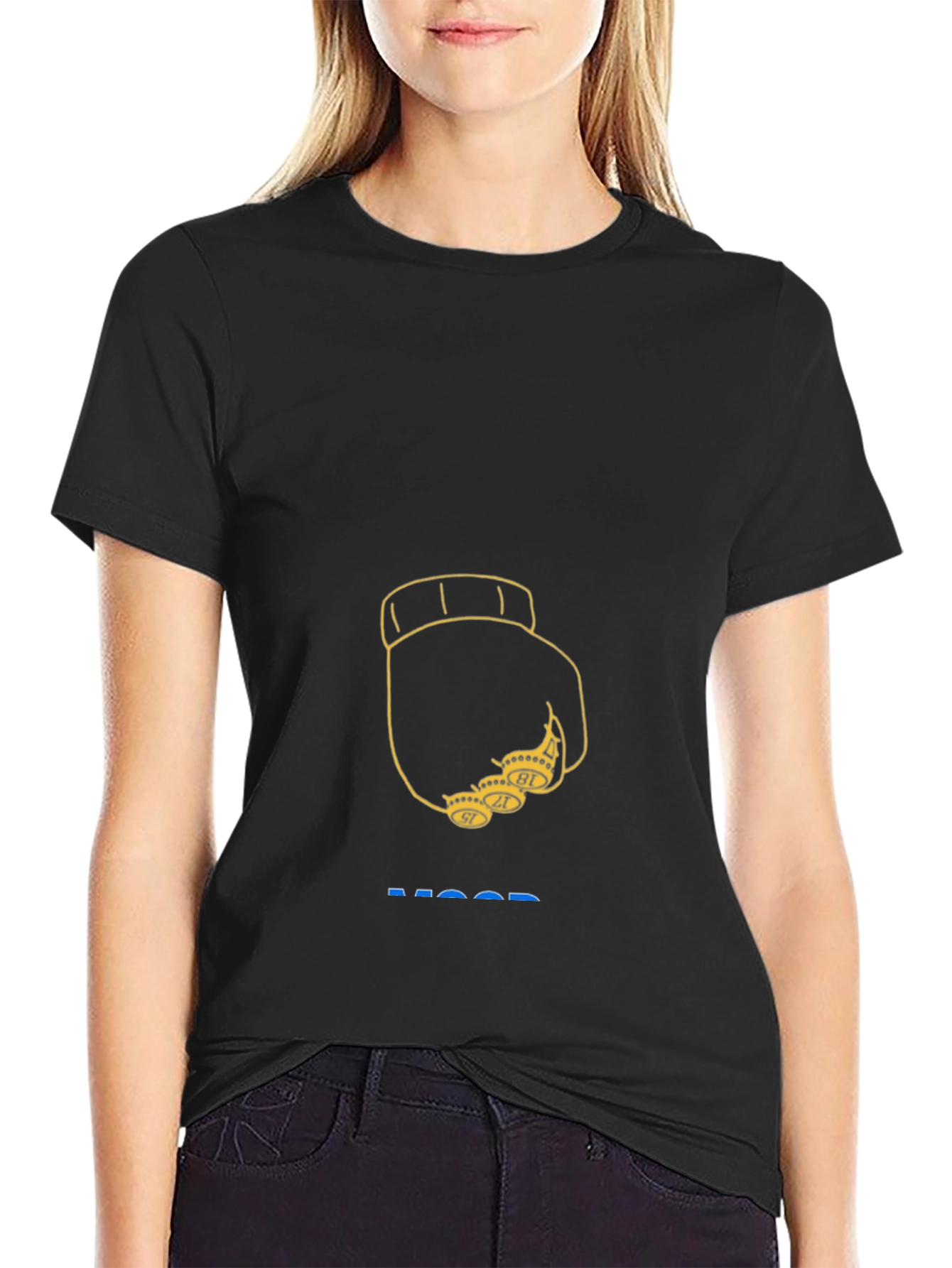 Black T-Shirt with Fist & Rings Design