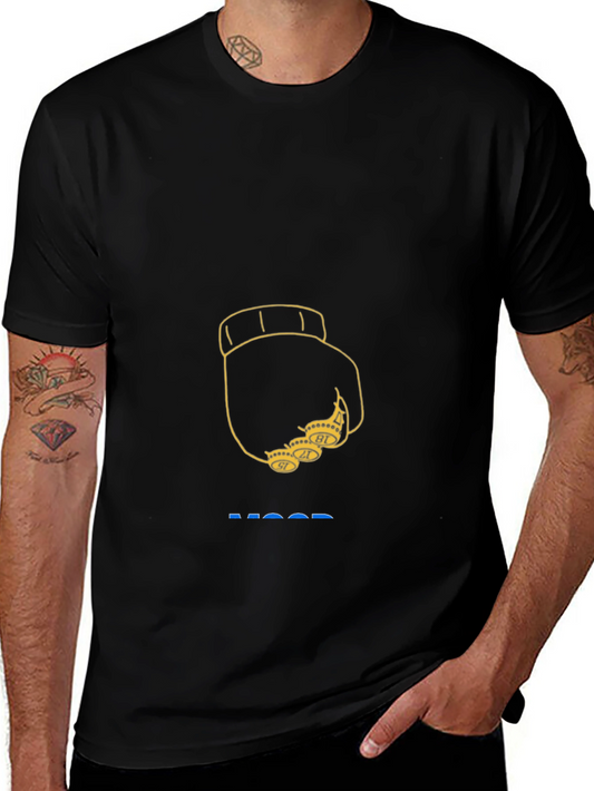 Black T-Shirt with Fist & Rings Design
