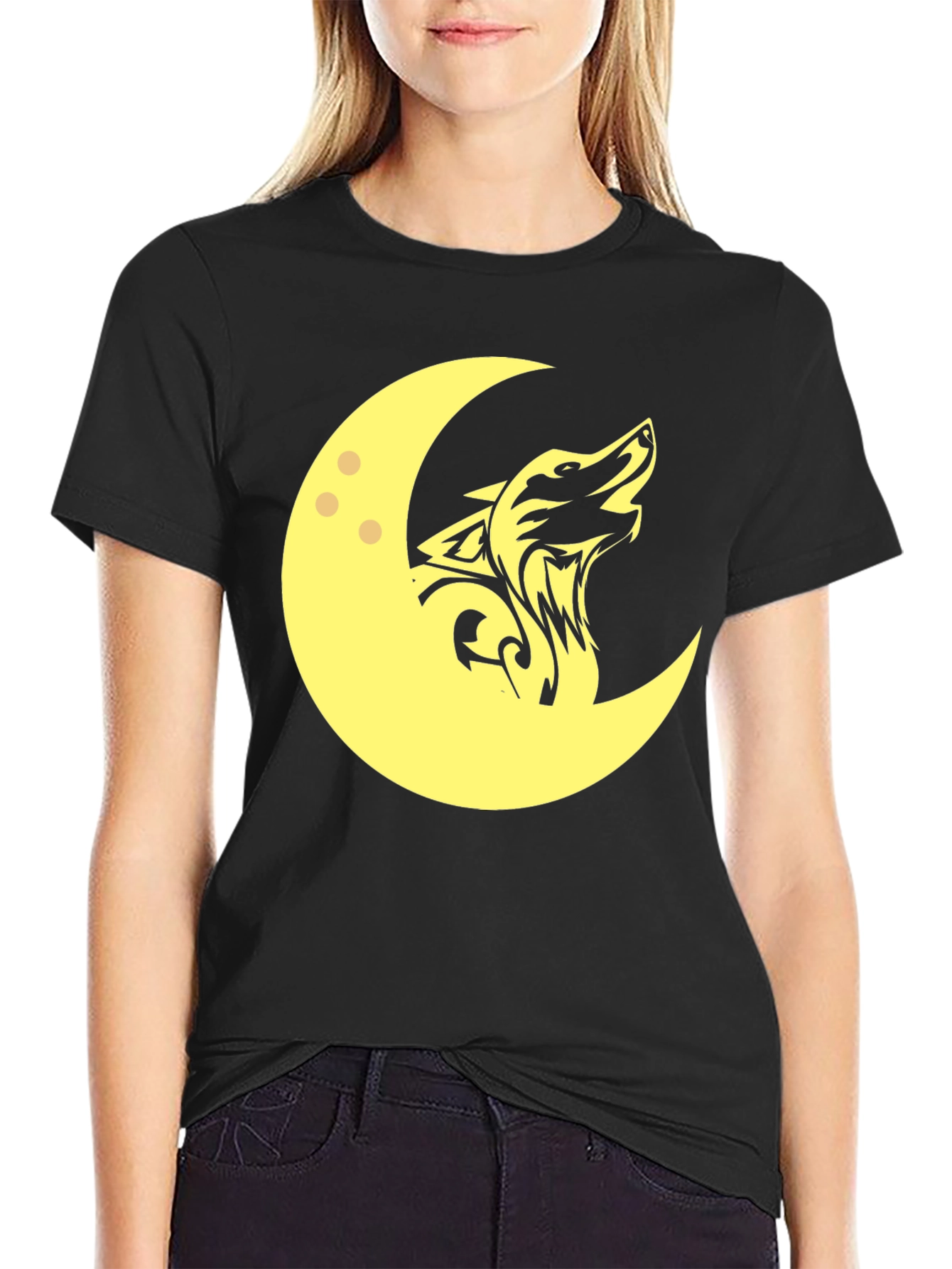 Wolf Moon Graphic T-Shirt - Black