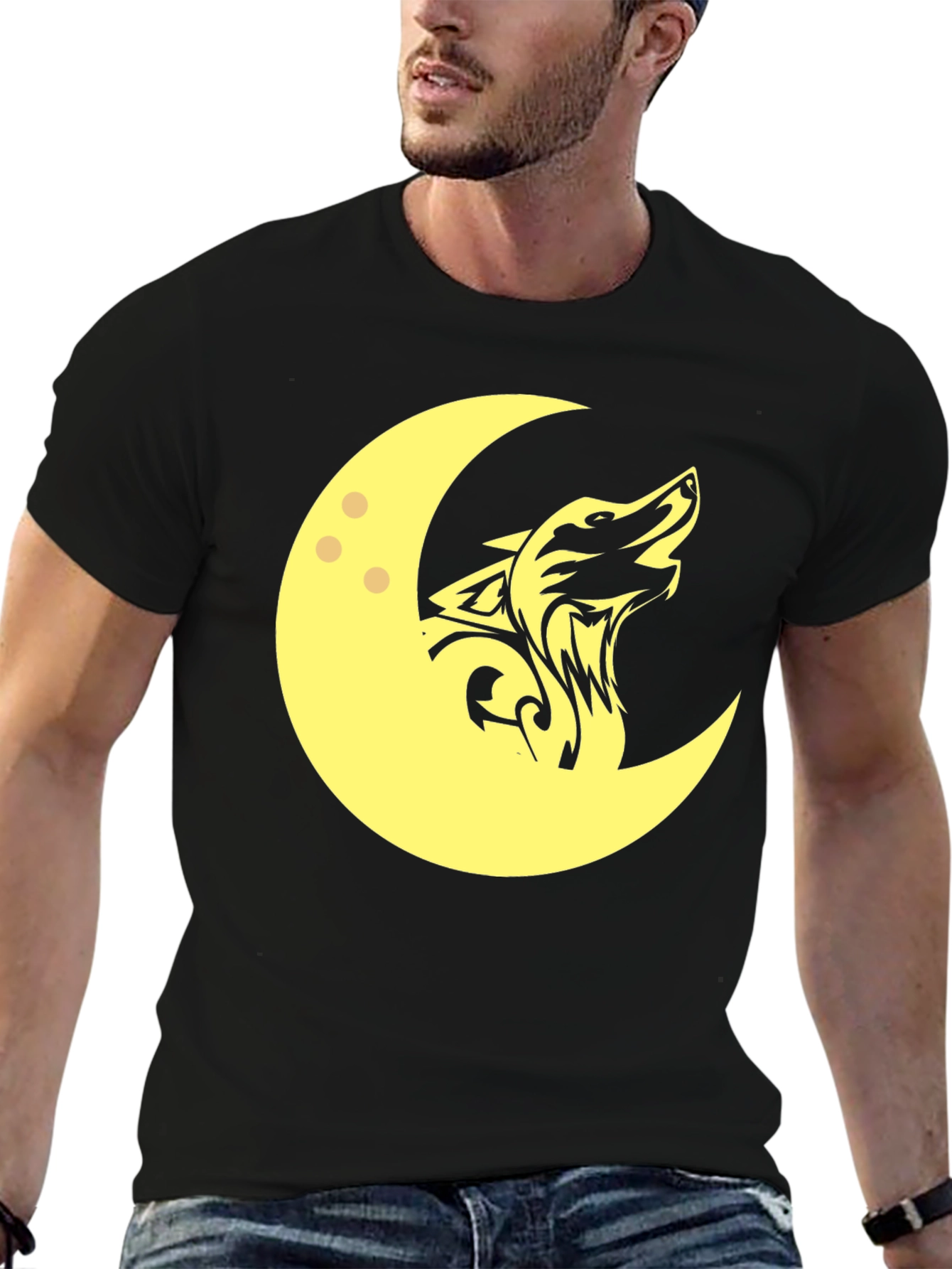 Wolf Moon Graphic T-Shirt - Black