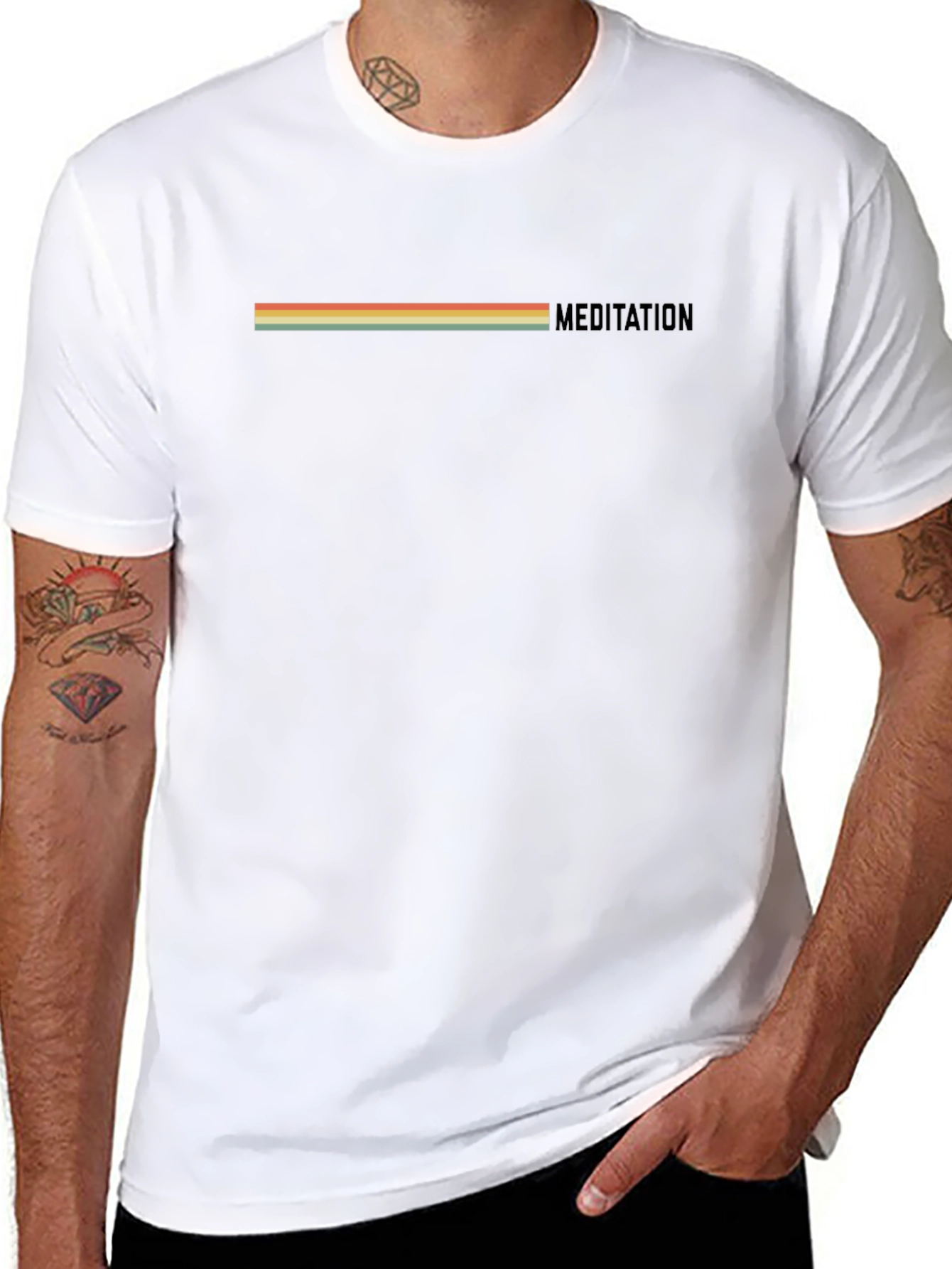 Meditation Retro Stripe Graphic T-Shirt