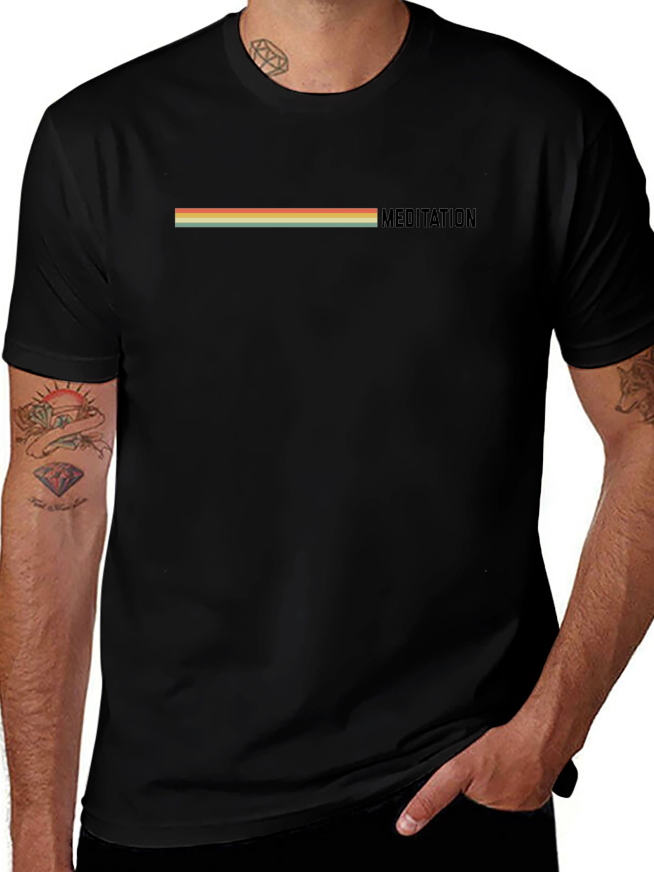 Meditation Retro Stripe Graphic T-Shirt