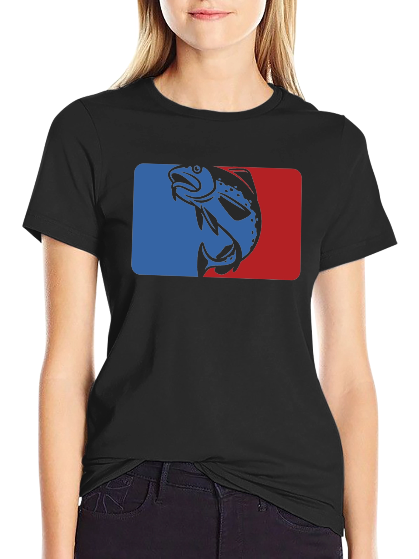 Retro Fish Graphic T-Shirt - Blue and Red Design
