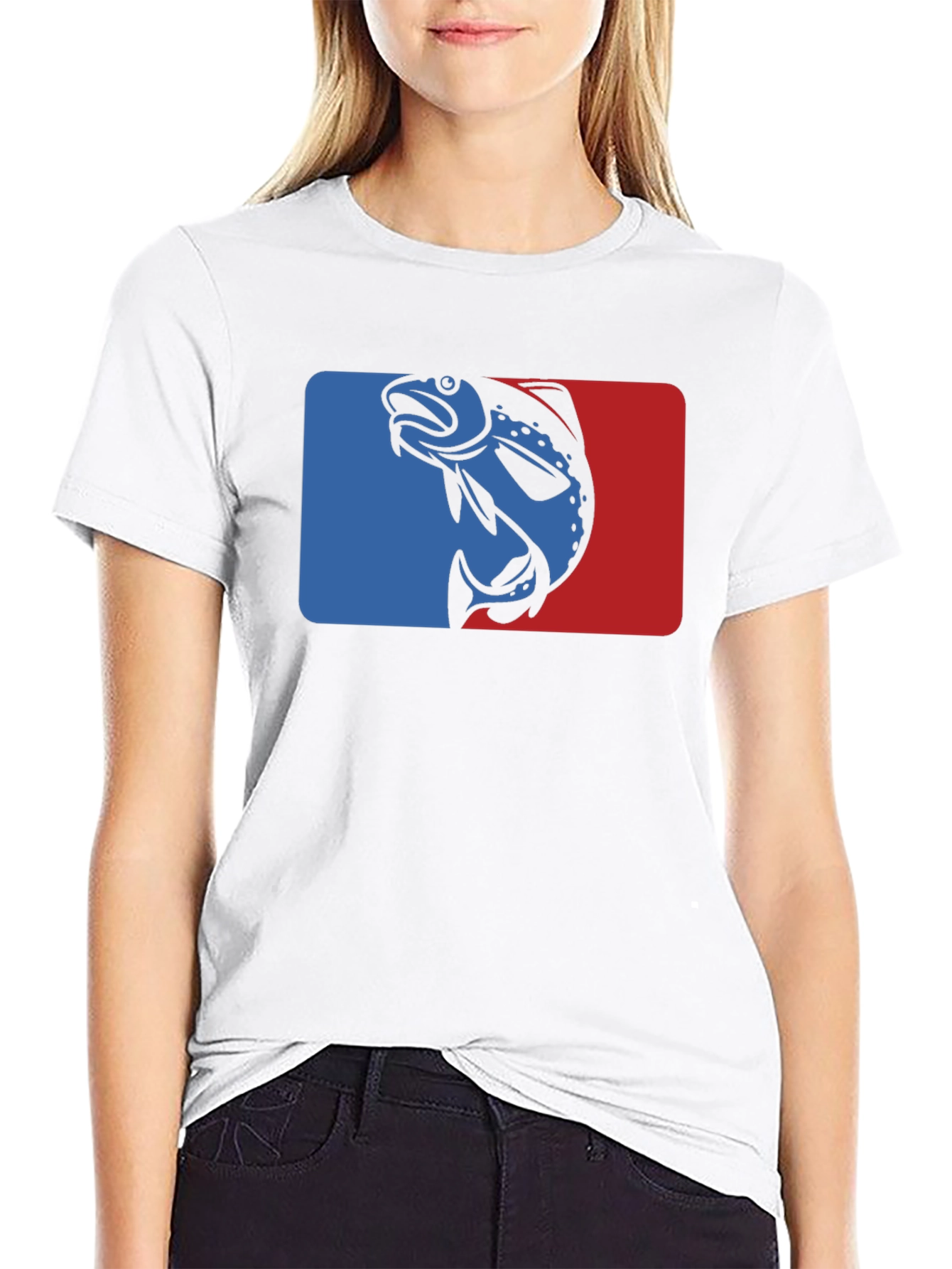 Retro Fish Graphic T-Shirt - Blue and Red Design