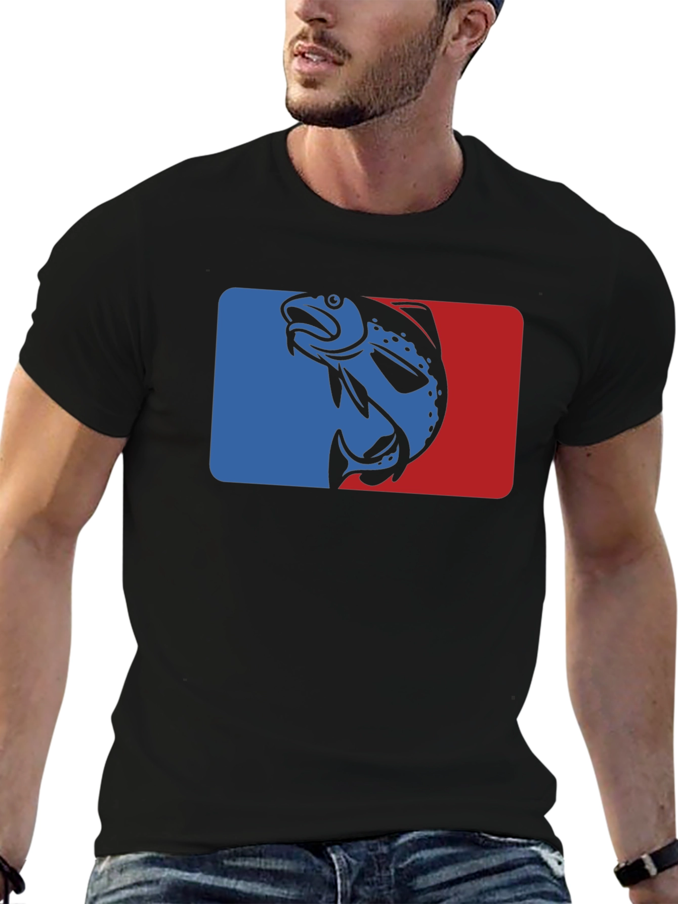 Retro Fish Graphic T-Shirt - Blue and Red Design