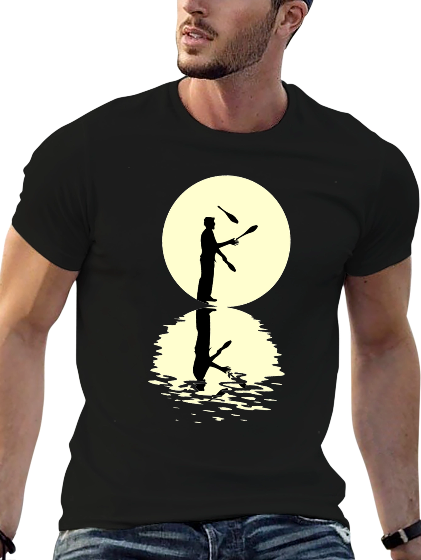 Juggler Silhouette Graphic Black T-Shirt
