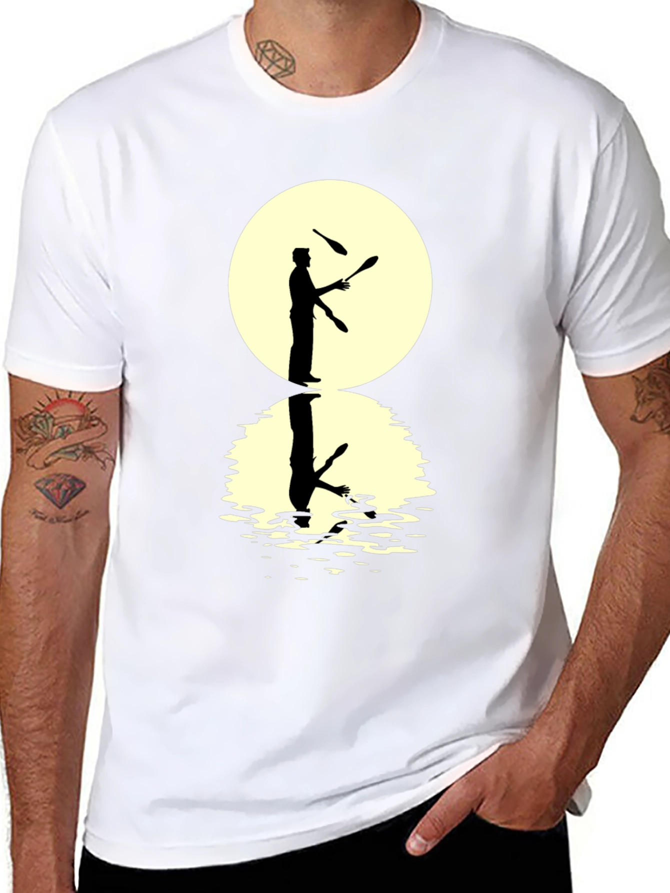 Juggler Silhouette Graphic Black T-Shirt