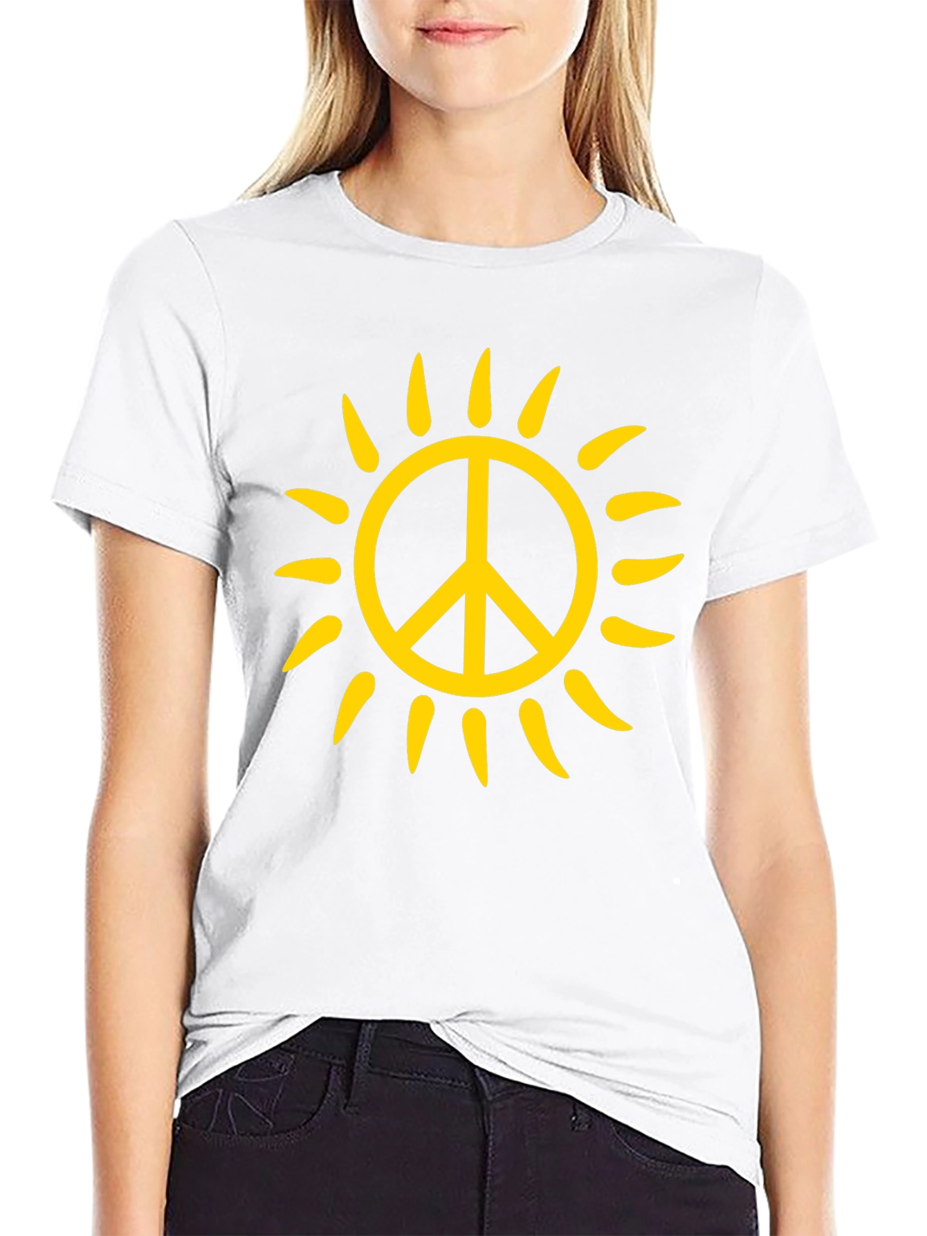 Peace Sun T-Shirt - Black Cotton Graphic Tee