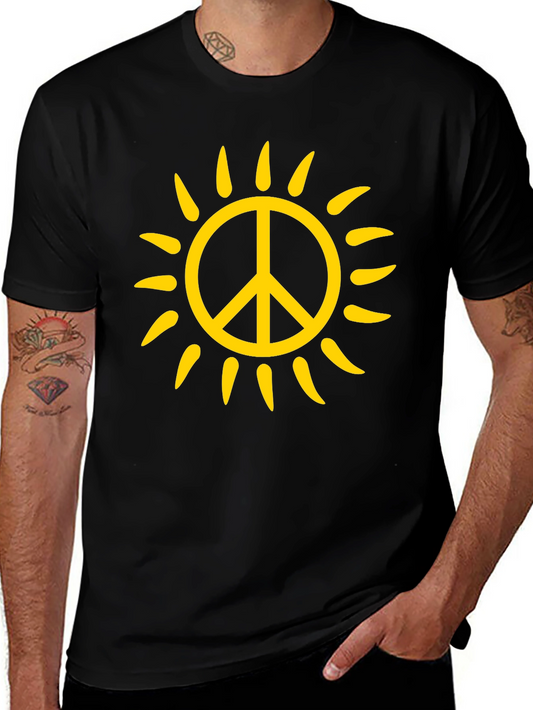 Peace Sun T-Shirt - Black Cotton Graphic Tee