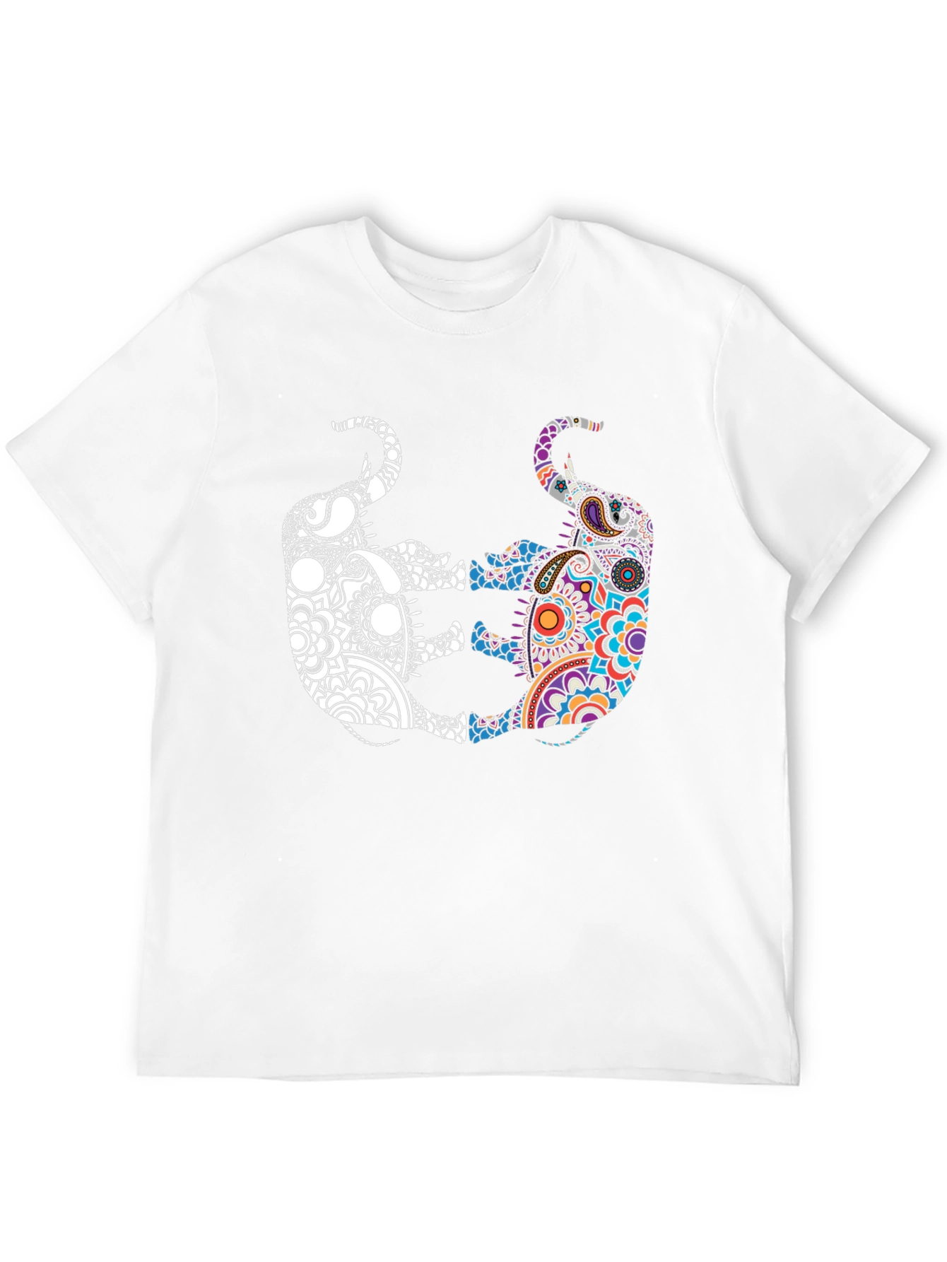 Yin Yang Elephant Graphic Tee - Black Cotton Shirt