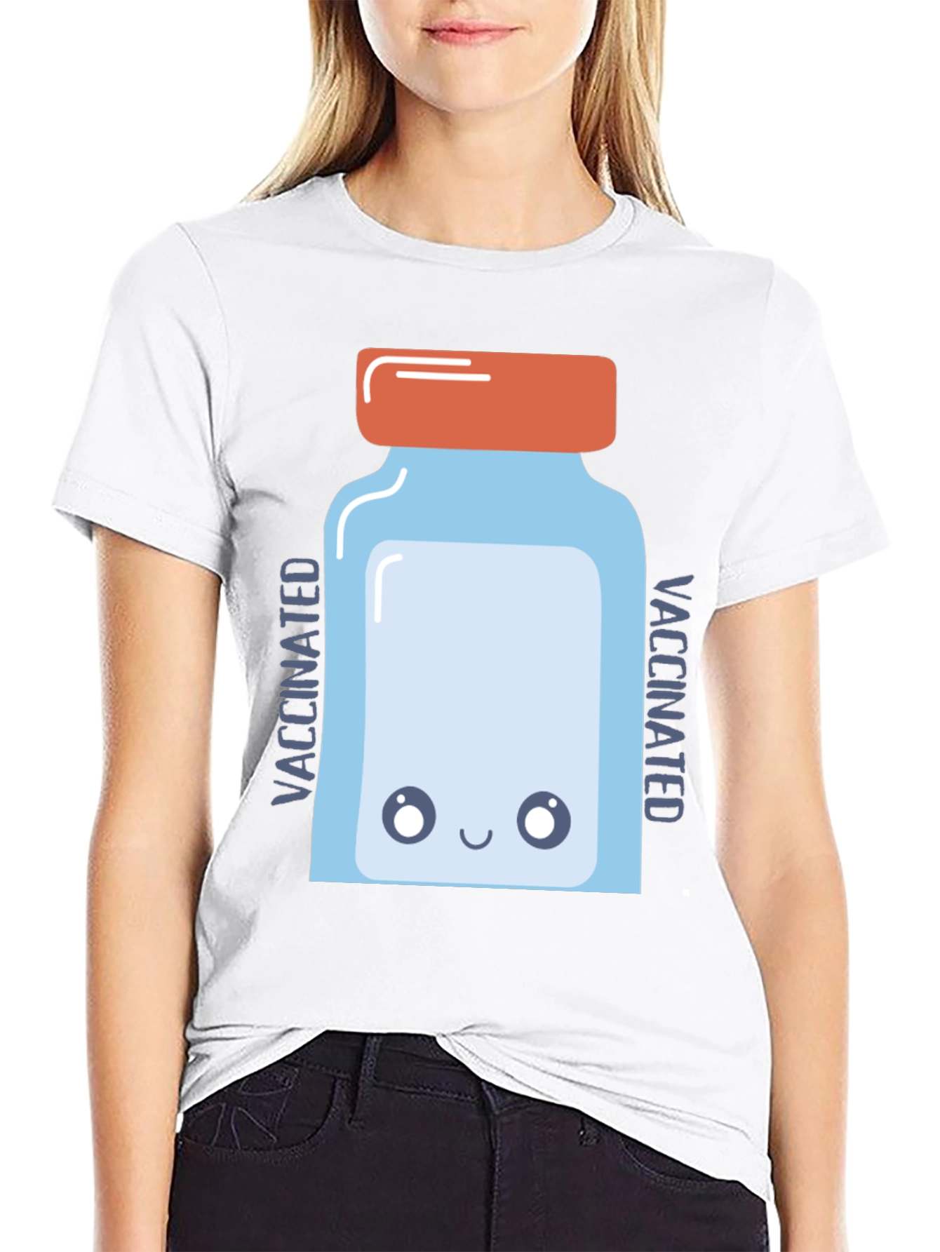 Vaccinated Cartoon Vaccine Vial Graphic Tee