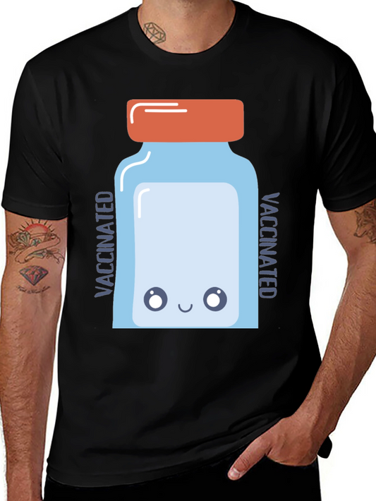 Vaccinated Cartoon Vaccine Vial Graphic Tee