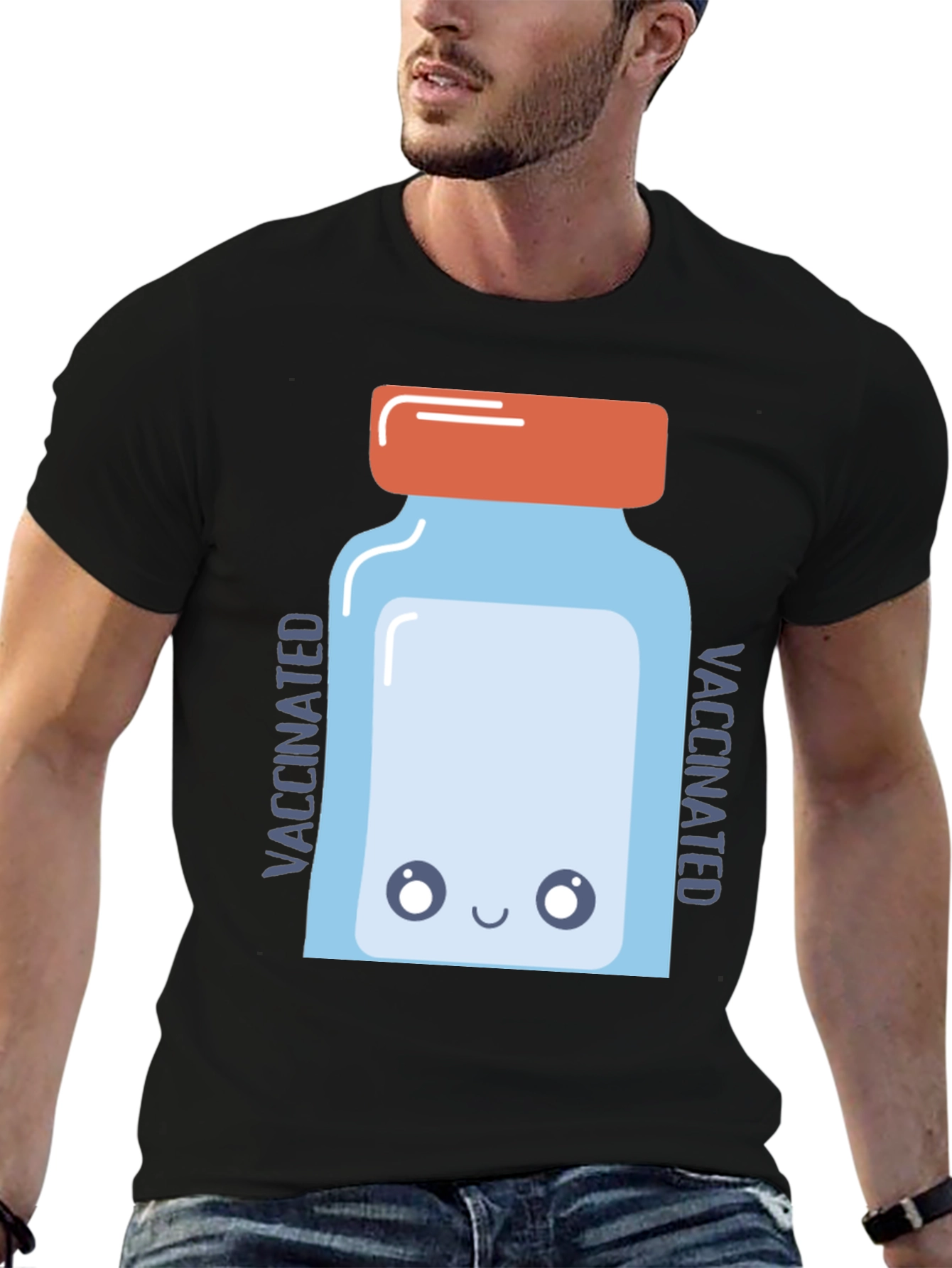 Vaccinated Cartoon Vaccine Vial Graphic Tee
