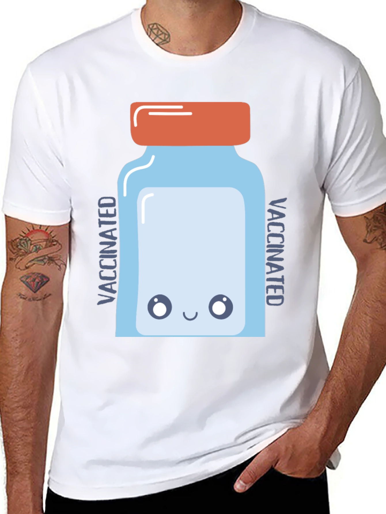 Vaccinated Cartoon Vaccine Vial Graphic Tee