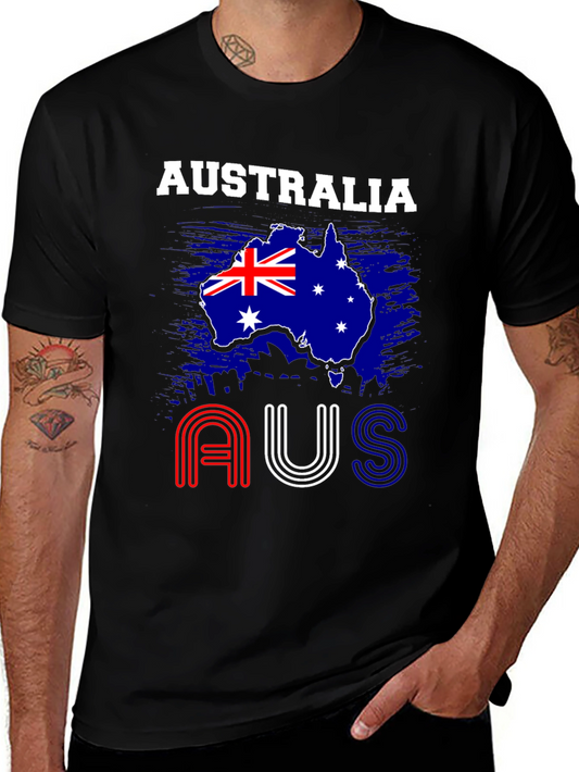 Australia Flag Graphic T-Shirt - Mens Black Tee