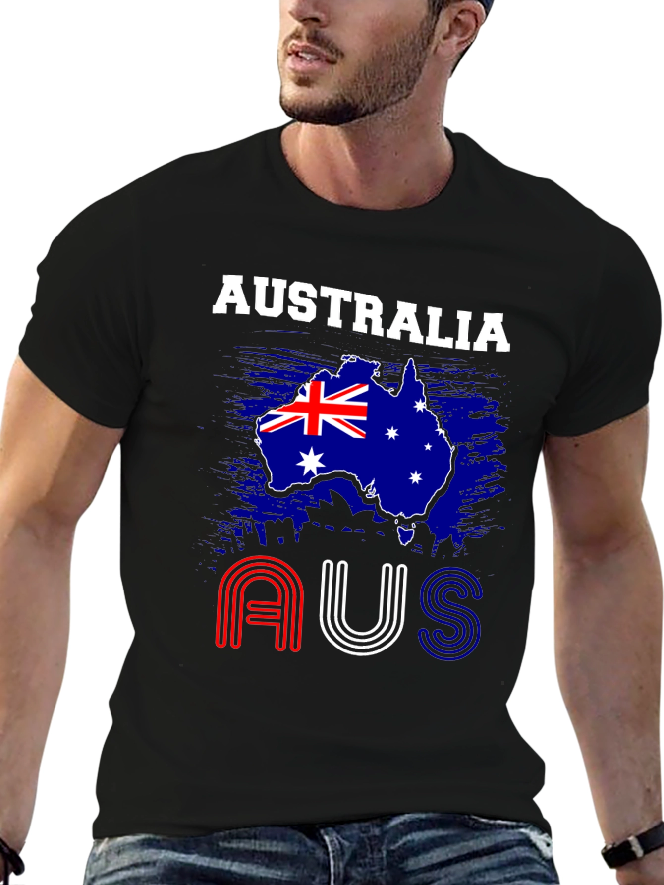 Australia Flag Graphic T-Shirt - Mens Black Tee