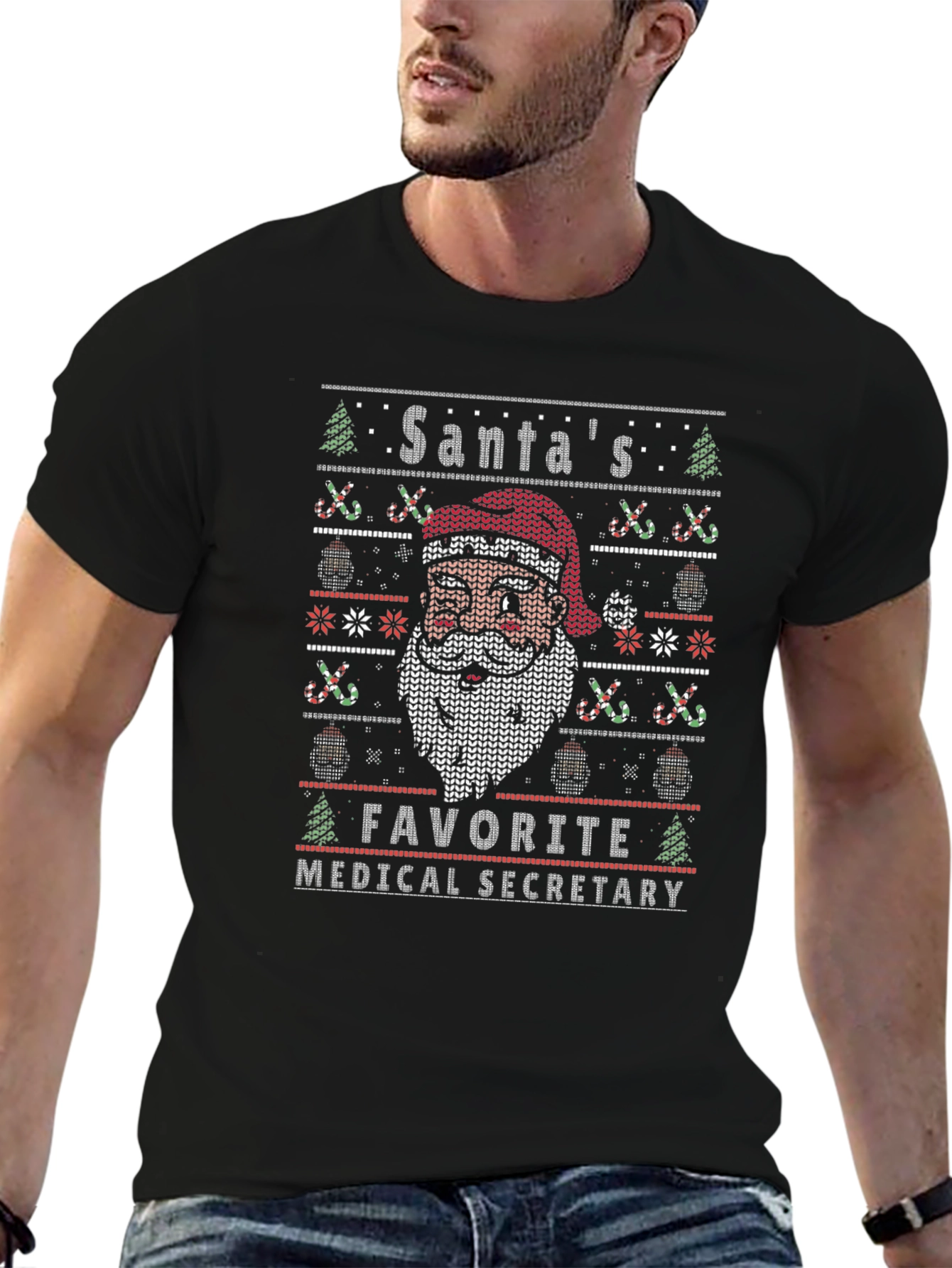 Santas Favorite Medical Secretary Ugly Christmas T-Shirt