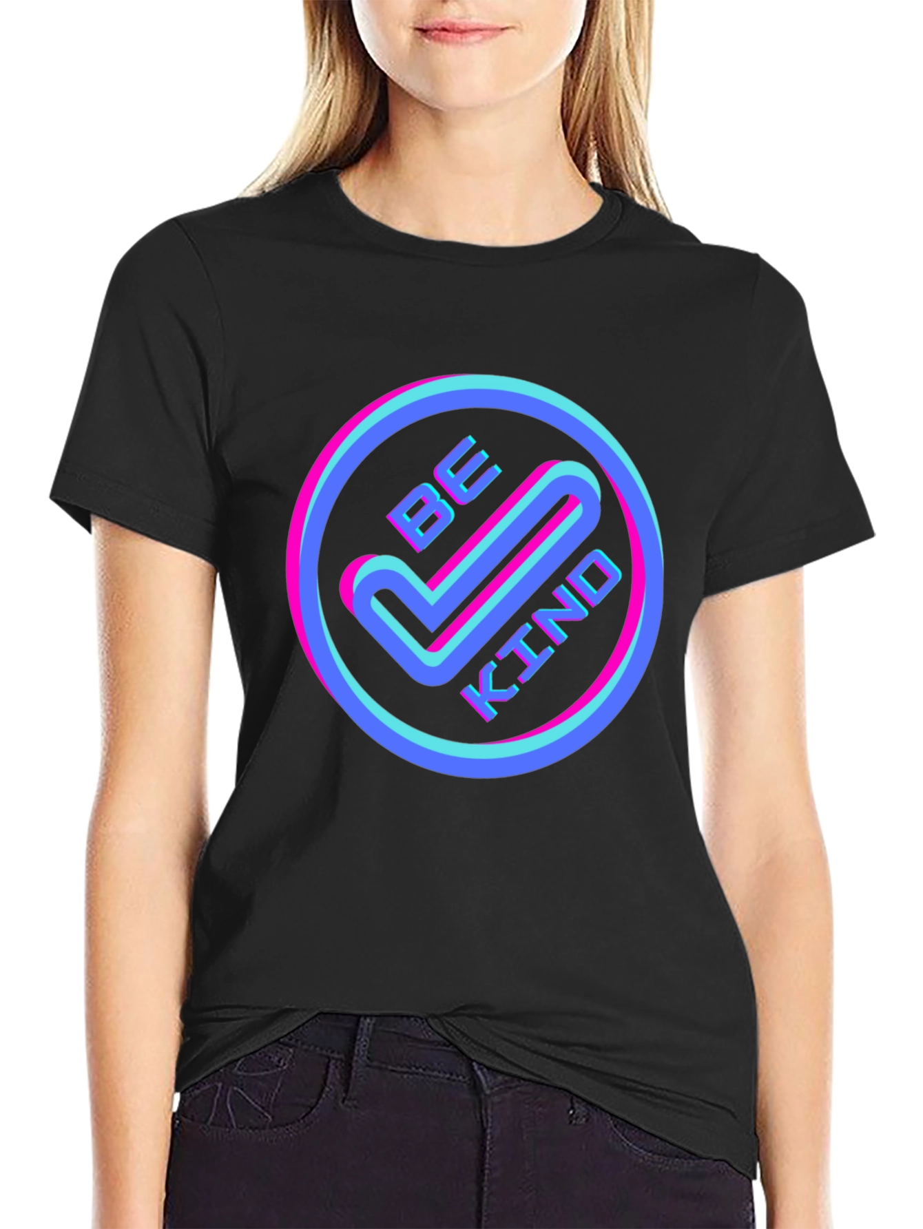 Be Kind Graphic Tee - Retro Neon Design