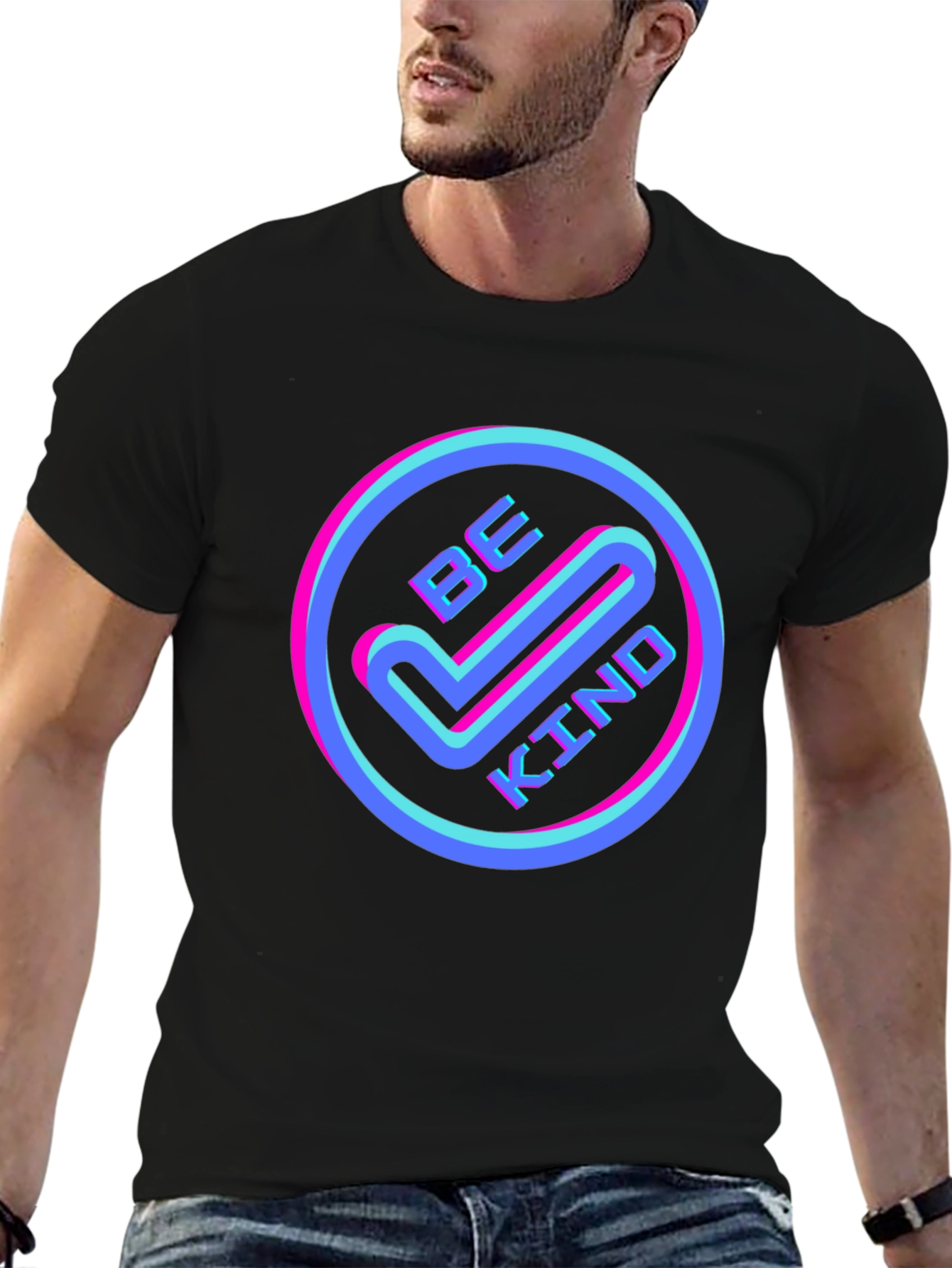 Be Kind Graphic Tee - Retro Neon Design