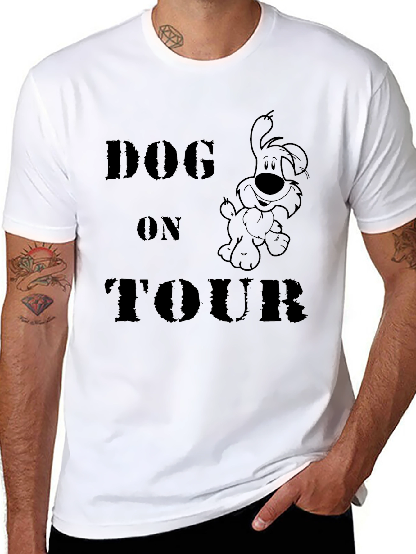 Dog on Tour Black Graphic T-Shirt