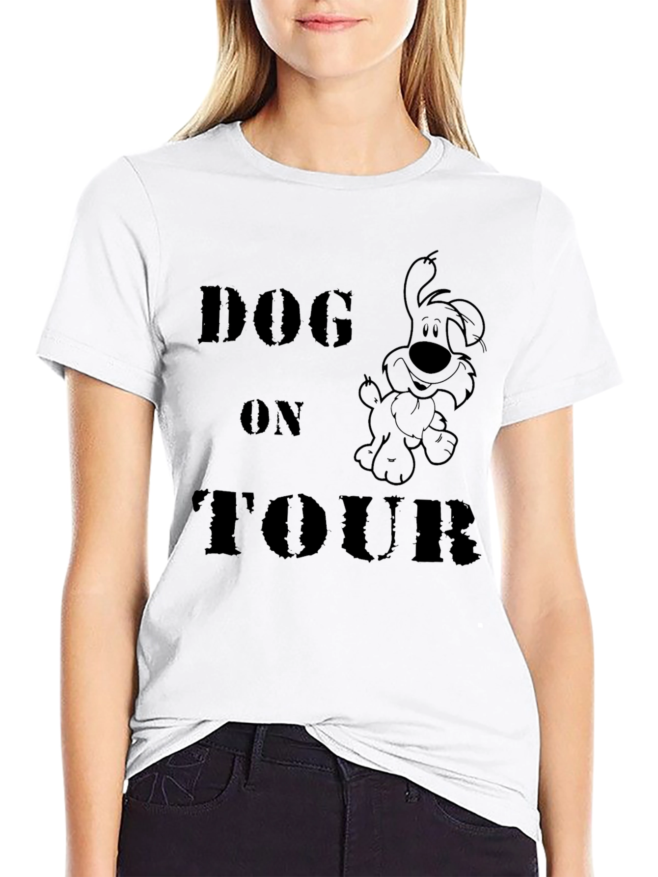 Dog on Tour Black Graphic T-Shirt