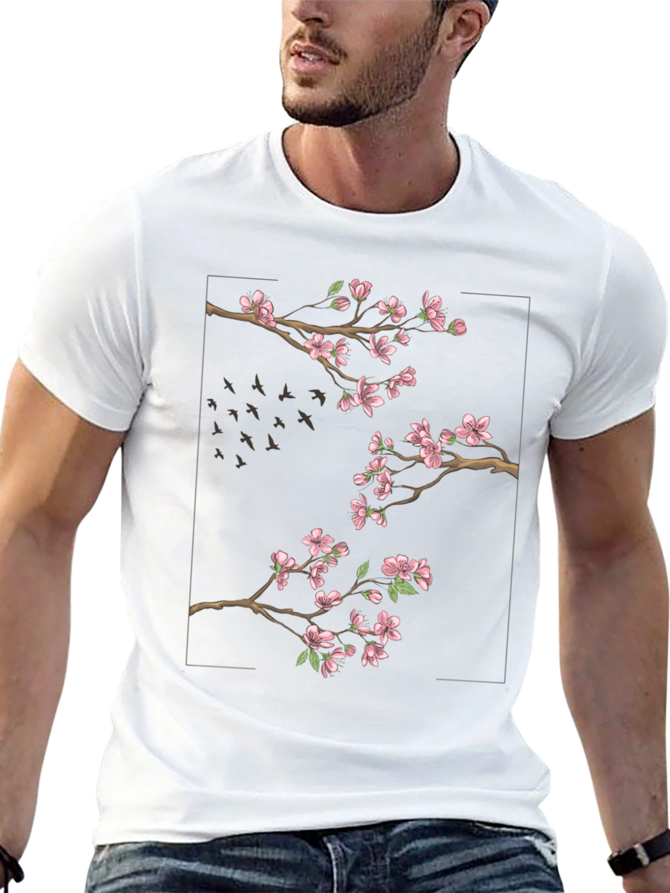 Blossom Branch Tee - Stylish Graphic Print T-Shirt