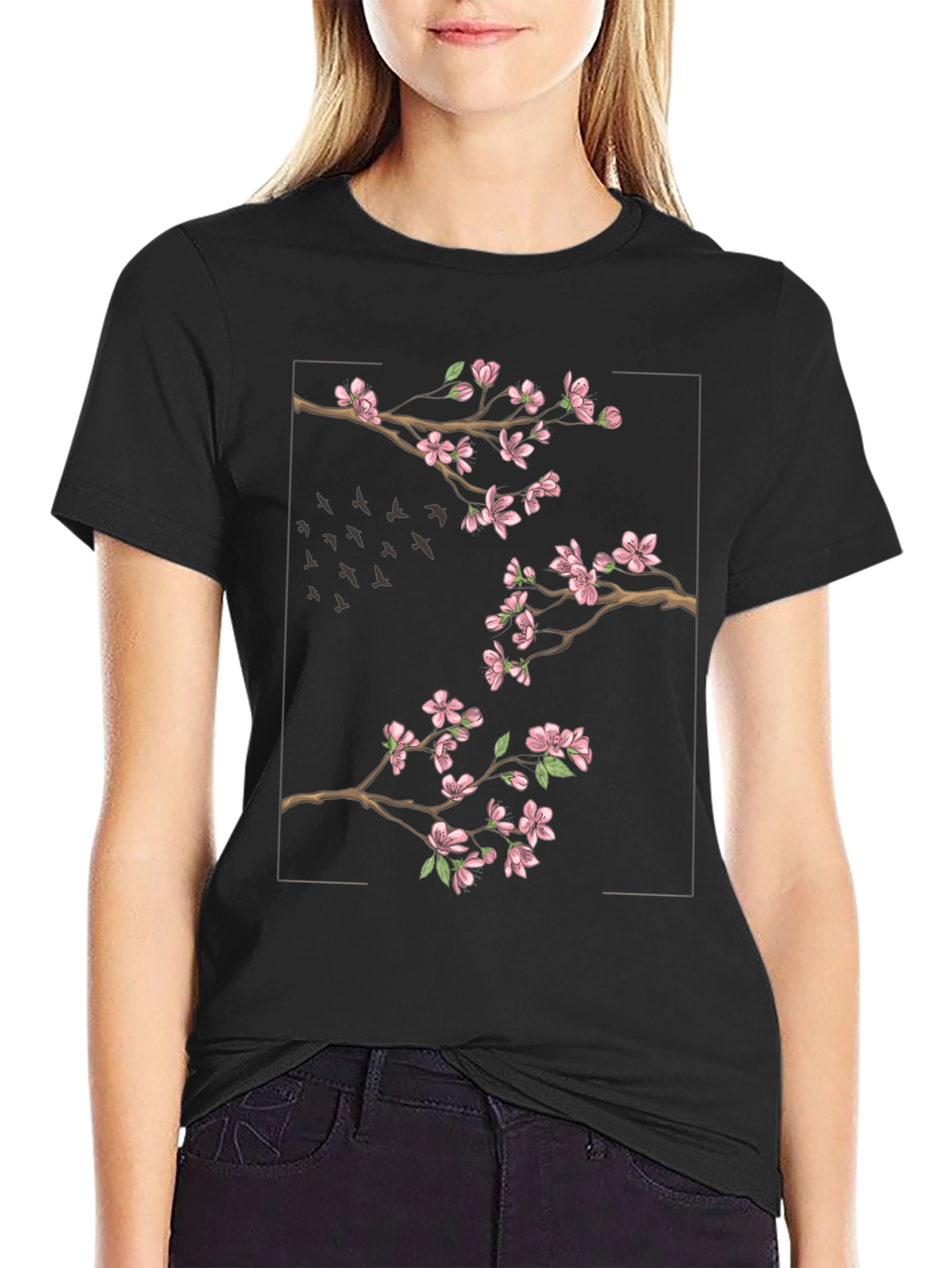Blossom Branch Tee - Stylish Graphic Print T-Shirt