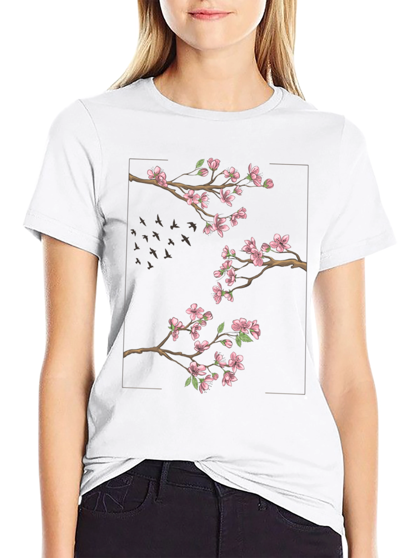 Blossom Branch Tee - Stylish Graphic Print T-Shirt