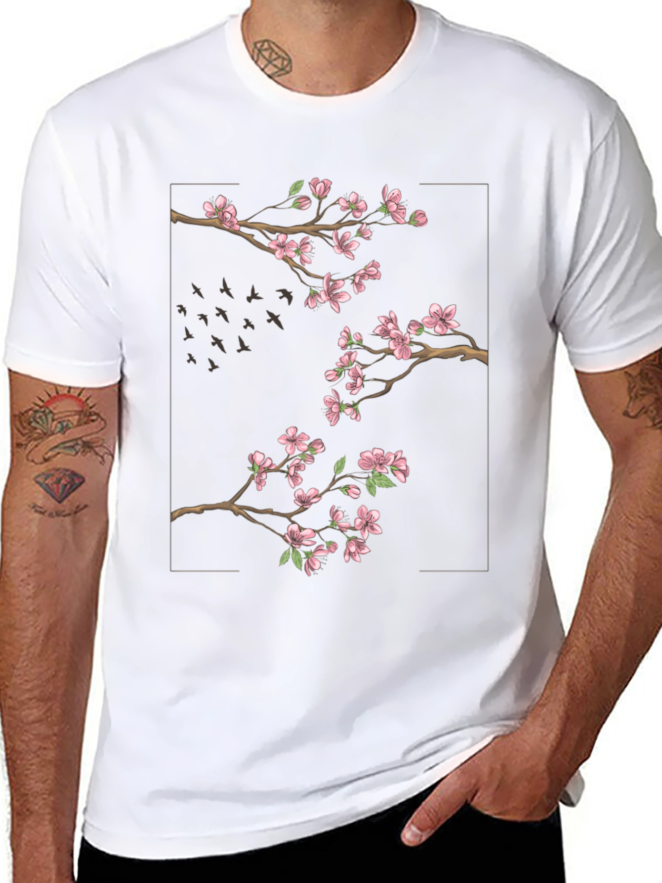 Blossom Branch Tee - Stylish Graphic Print T-Shirt
