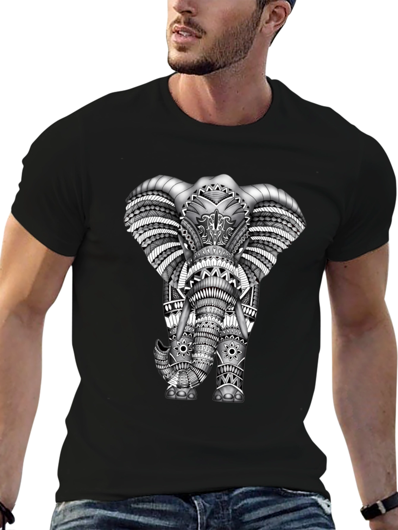 Elephant Graphic T-Shirt - Stylish Black Tee