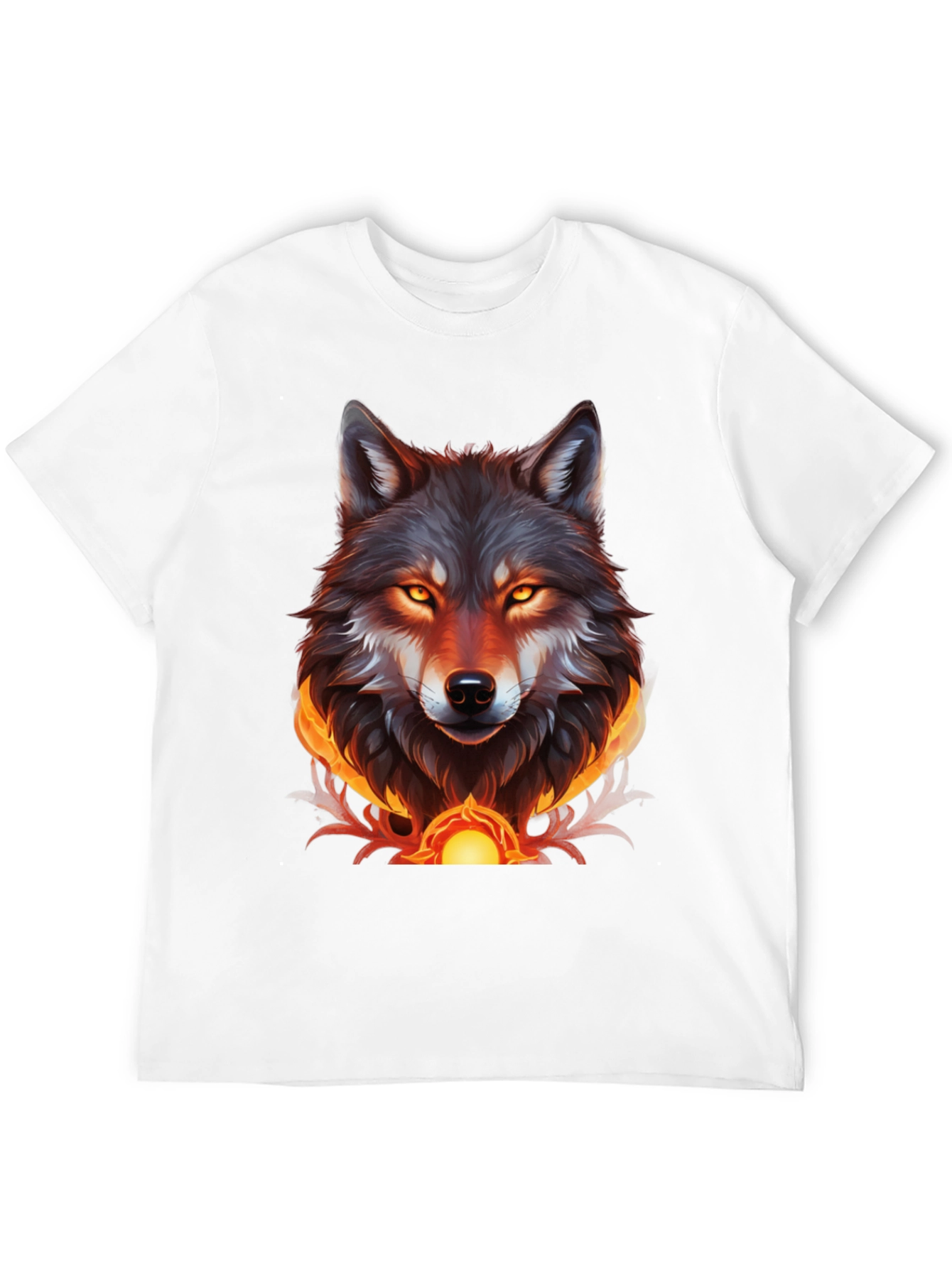 Fiery Wolf Graphic Tee - Bold Black T-Shirt