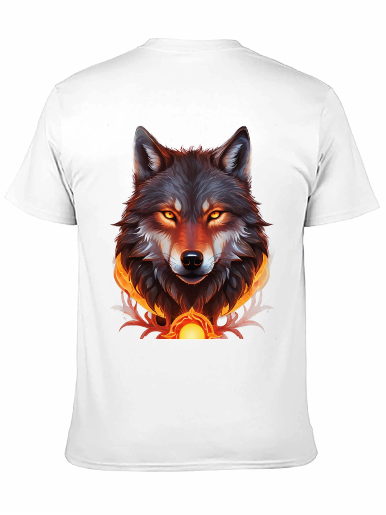 Fiery Wolf Graphic Tee - Bold Black T-Shirt