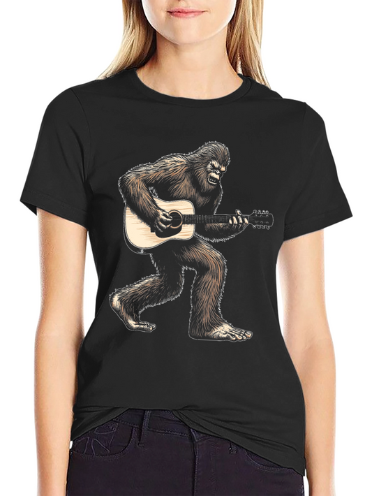Bigfoot Playing Guitar Graphic Tee - Black